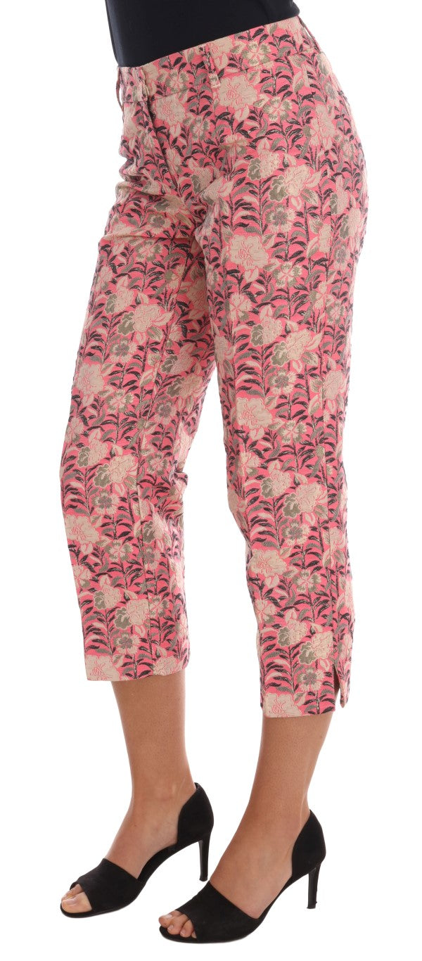 Dolce & Gabbana pink floral brocade capri pants-2