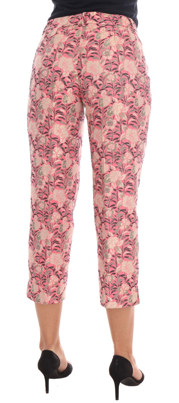 Dolce & Gabbana pink floral brocade capri pants-3