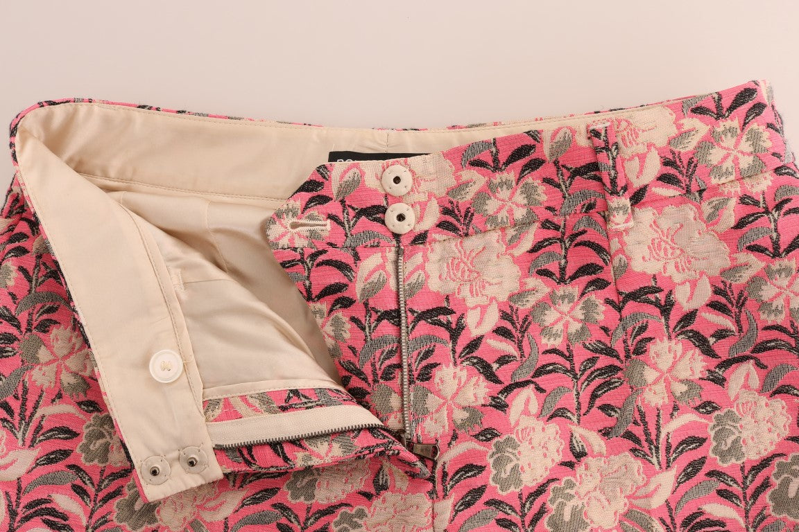 Dolce & Gabbana pink floral brocade capri pants-4