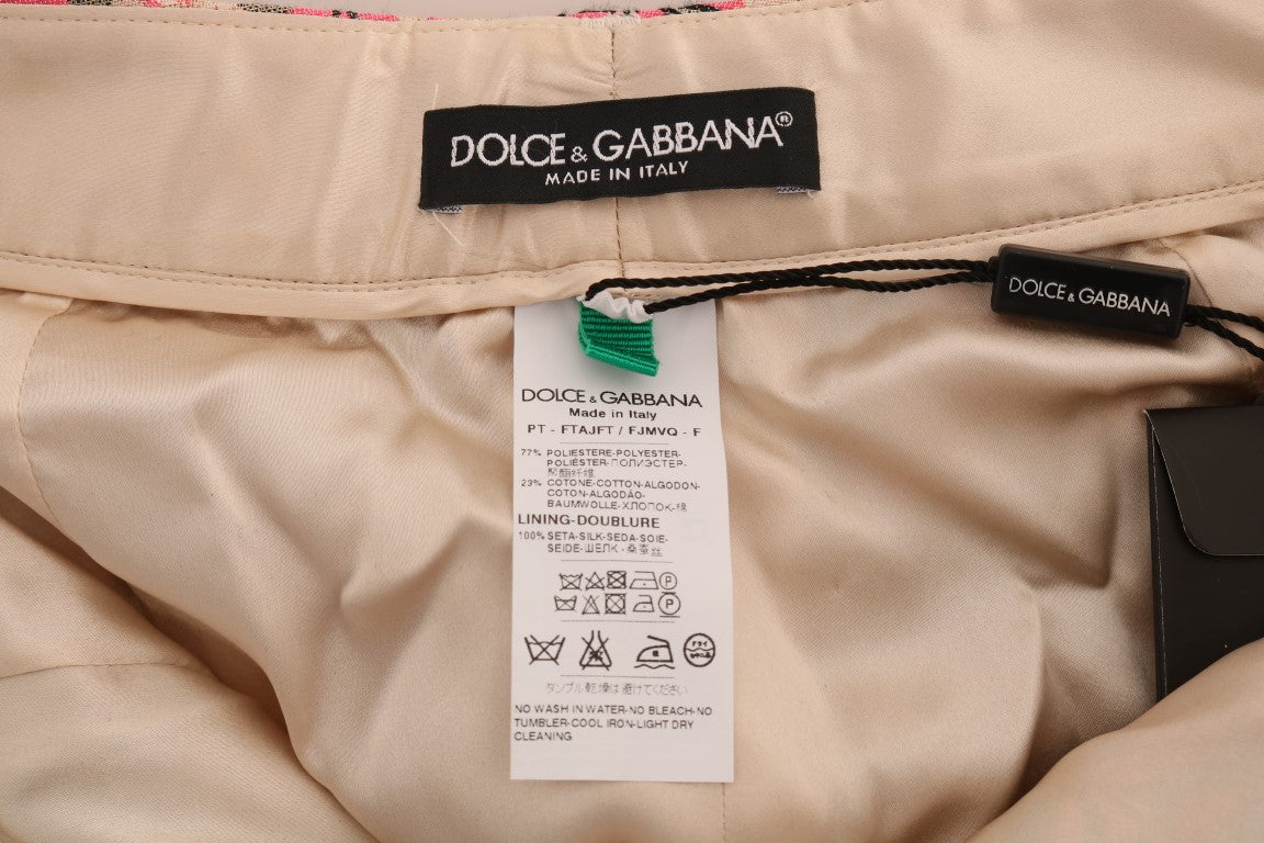 Dolce & Gabbana pink floral brocade capri pants-5