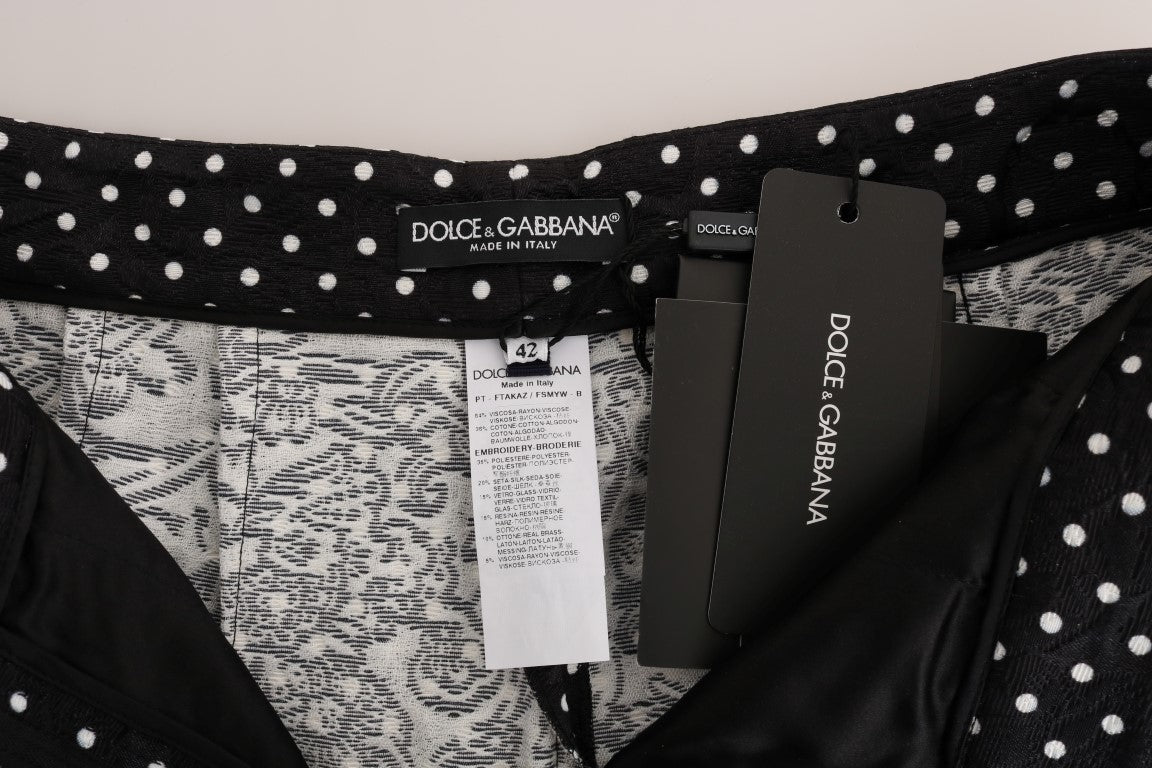Dolce & Gabbana Black Polka Dot Sicily Crystal Trousers-7
