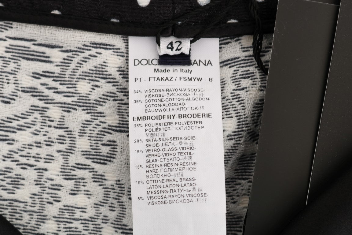 Dolce & Gabbana Black Polka Dot Sicily Crystal Trousers-8