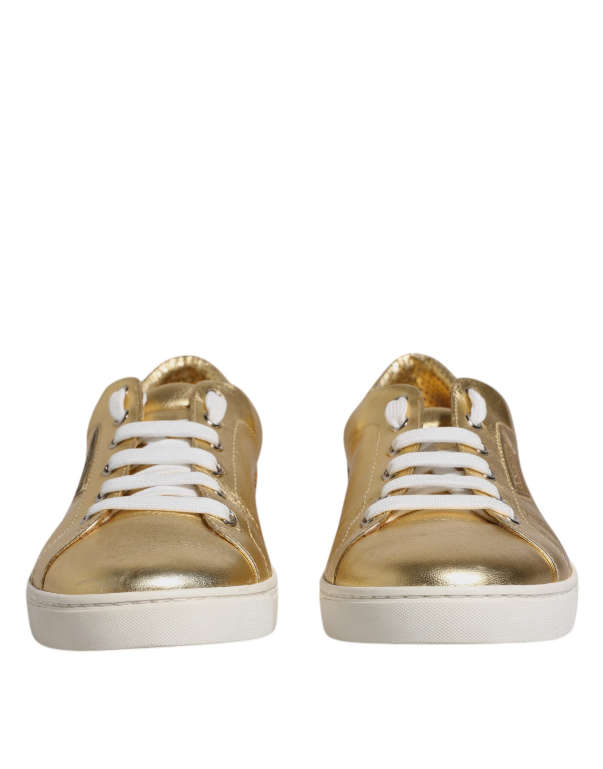 Dolce & Gabbana Gold Leather Logo London Men's Sneakers Shoes-2