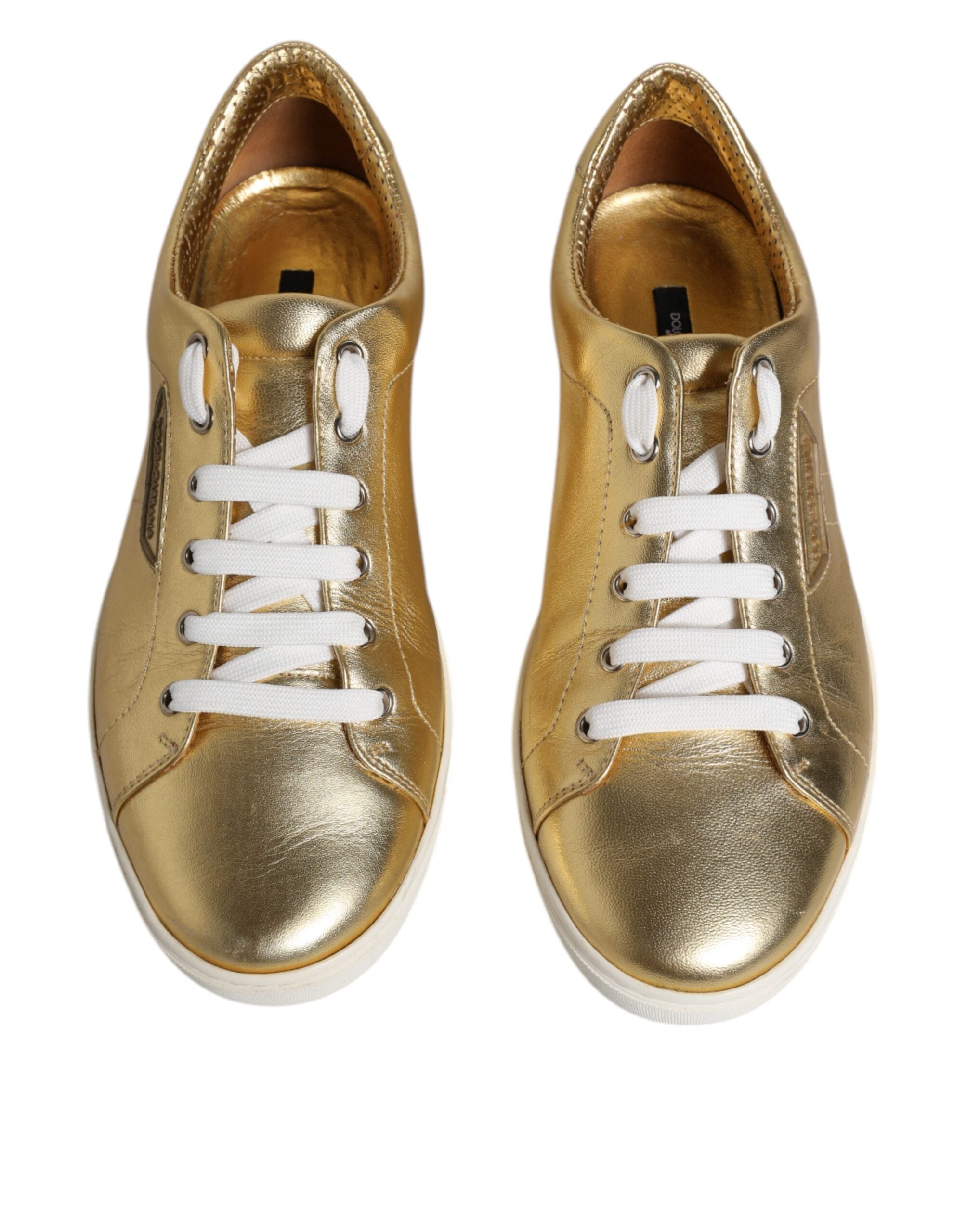 Dolce & Gabbana Gold Leather Logo London Men's Sneakers Shoes-3