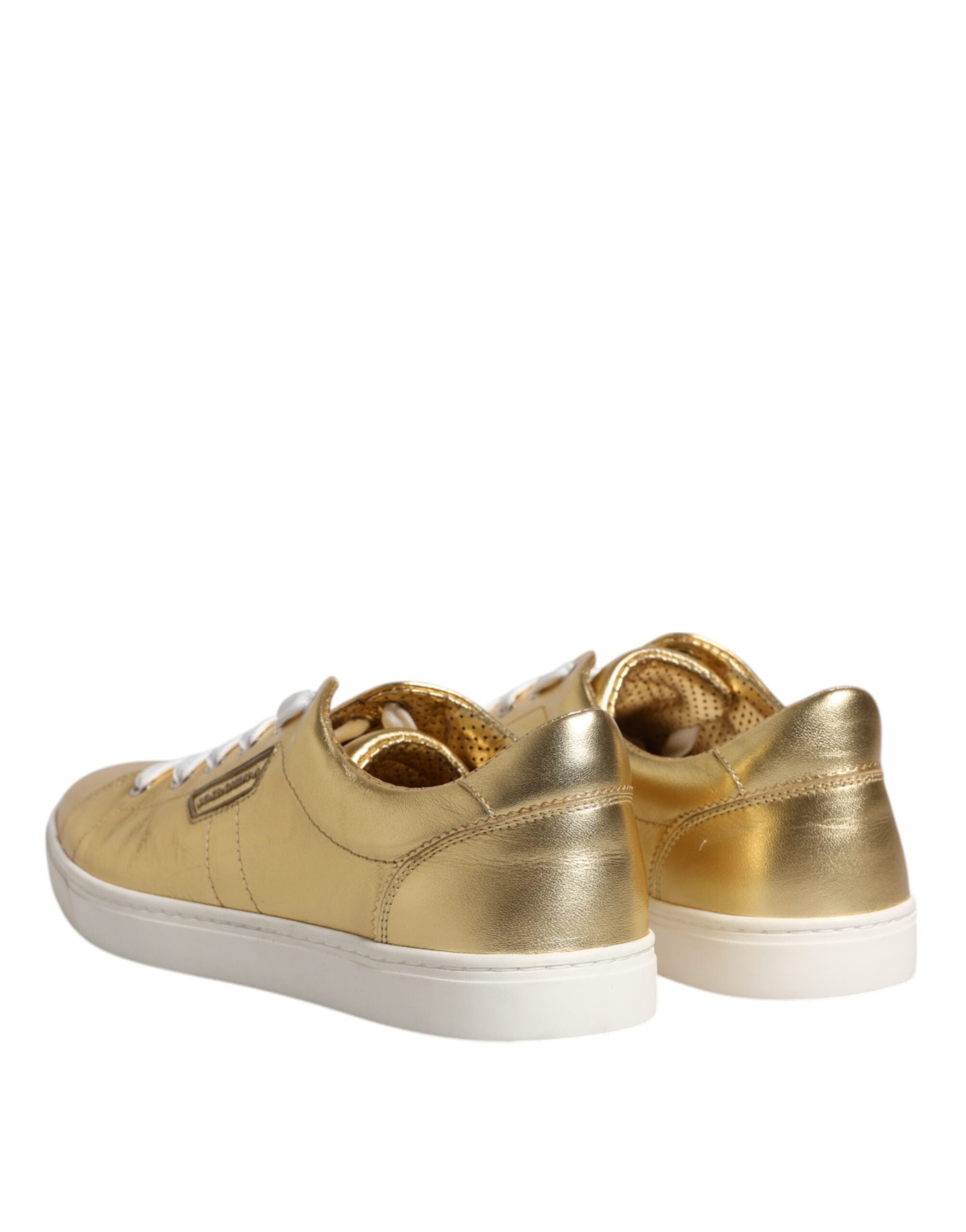 Dolce & Gabbana Gold Leather Logo London Men's Sneakers Shoes-5