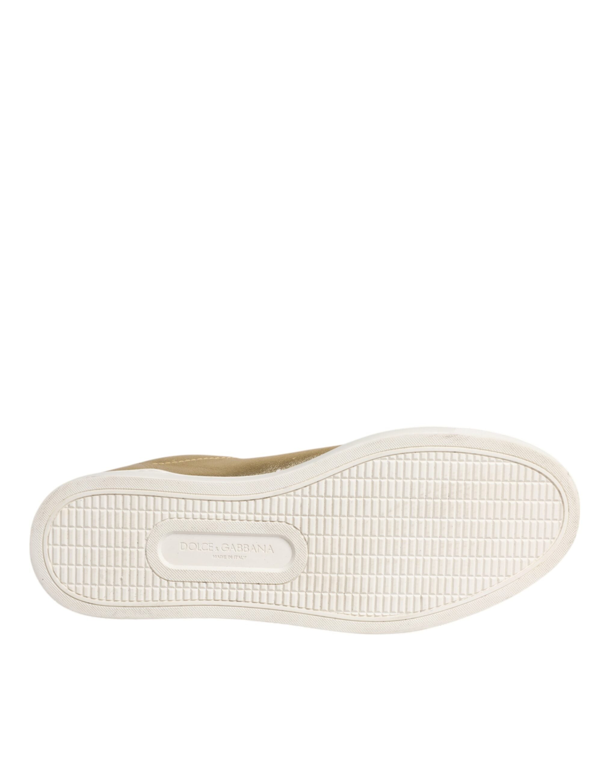 Dolce & Gabbana Gold Leather Logo London Men's Sneakers Shoes-6