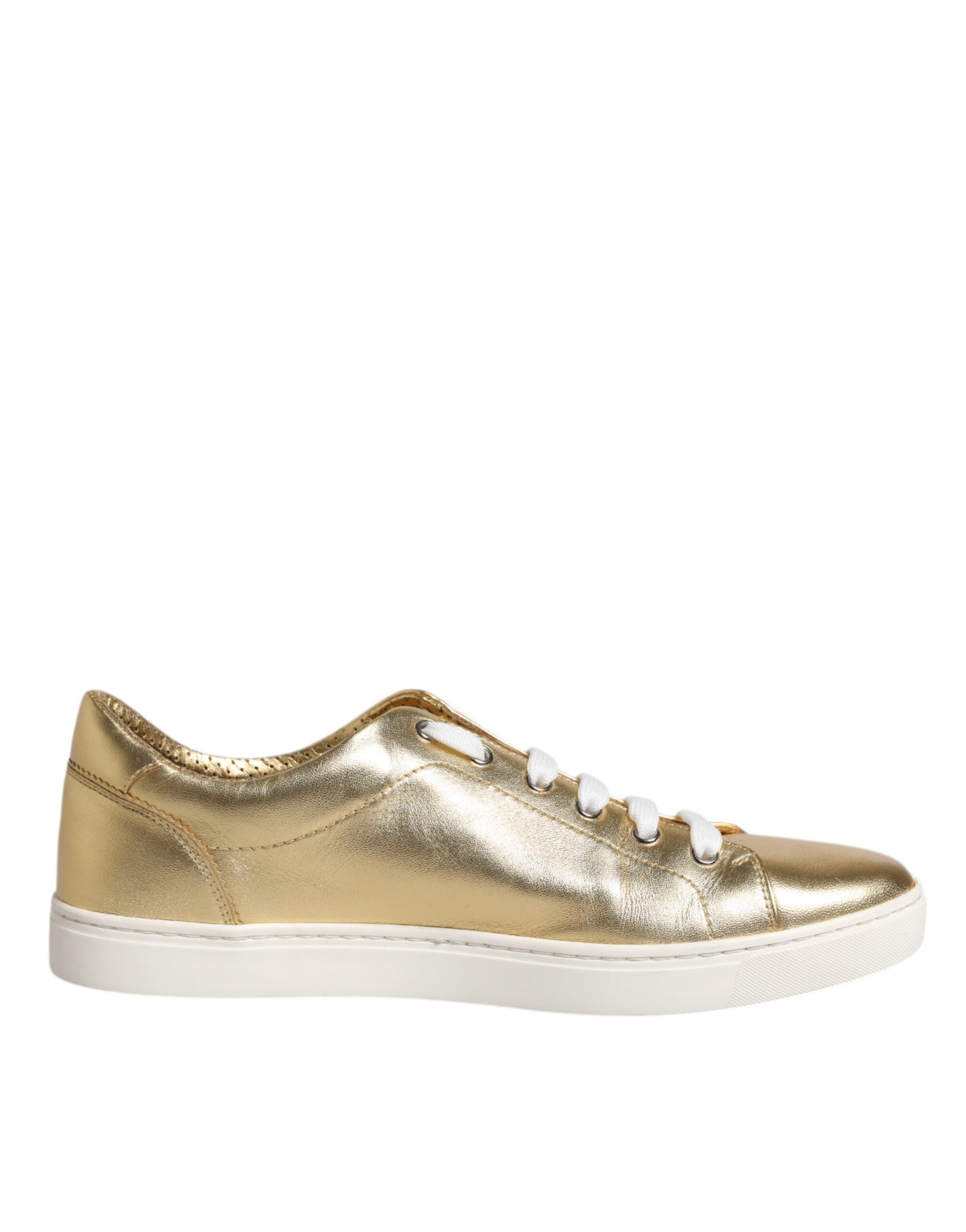 Dolce & Gabbana Gold Leather Logo London Men's Sneakers Shoes-1