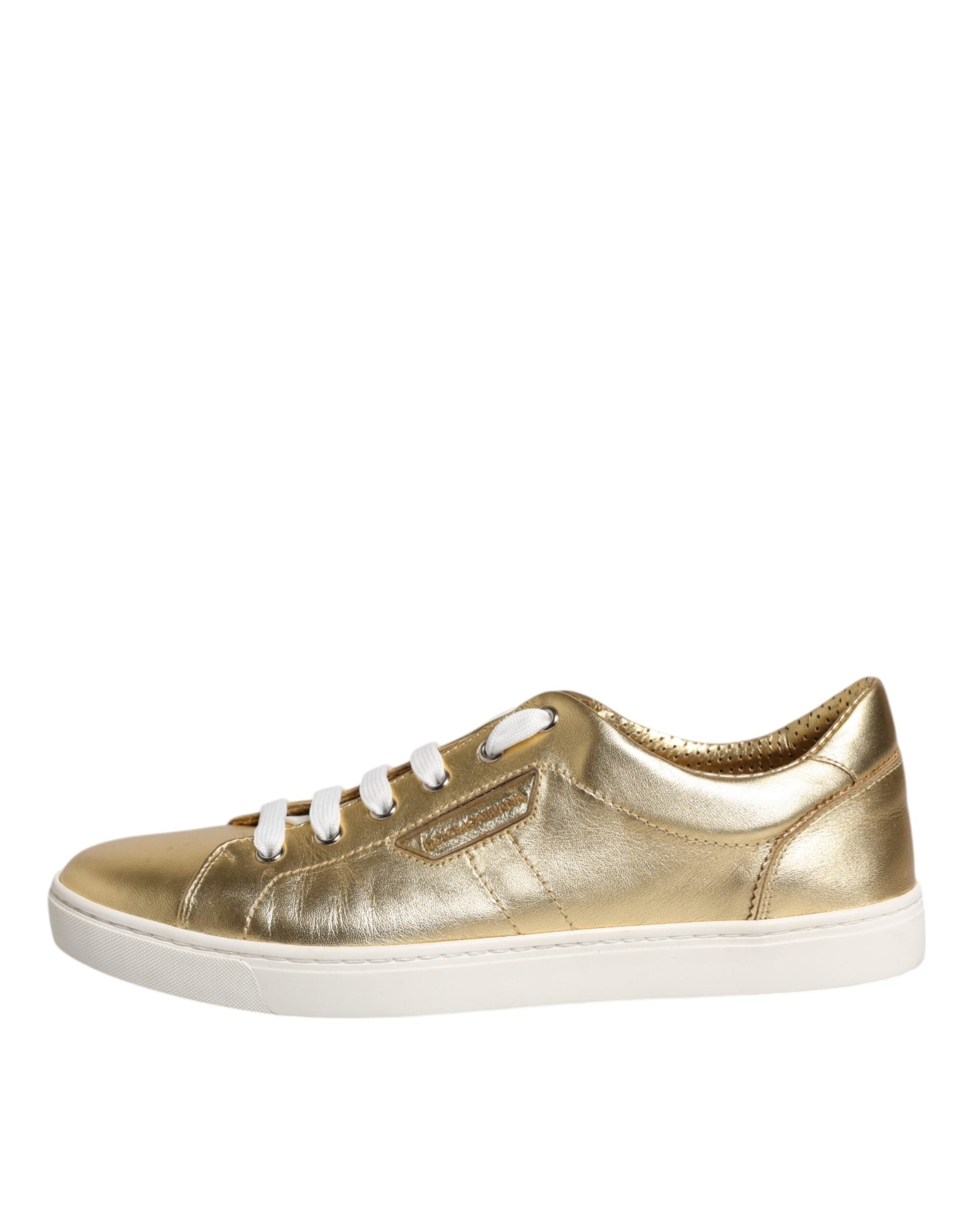 Dolce & Gabbana Gold Leather Logo London Men's Sneakers Shoes-8