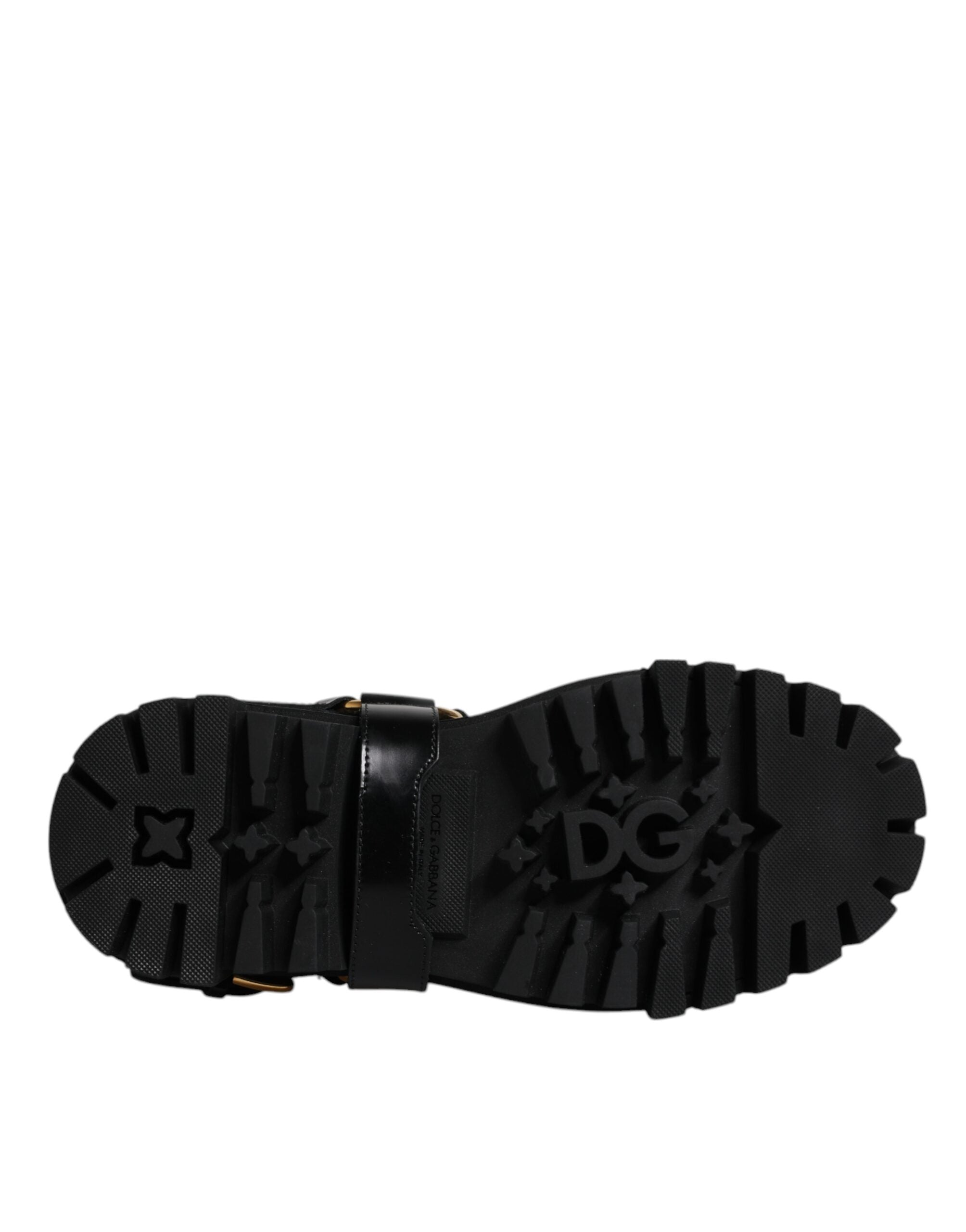 Dolce & Gabbana Black Leather Slip On Stretch Trekking Boots Shoes-3
