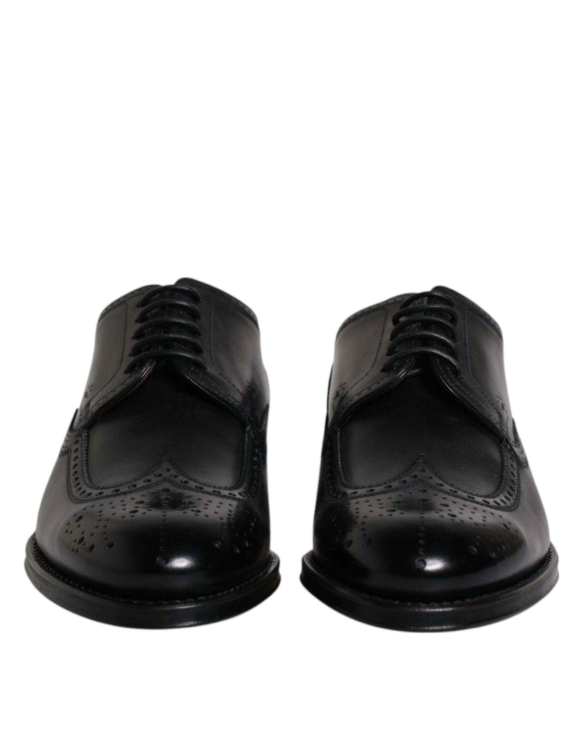 Dolce & Gabbana Black Leather Derby Wingtip Formal Shoes-2
