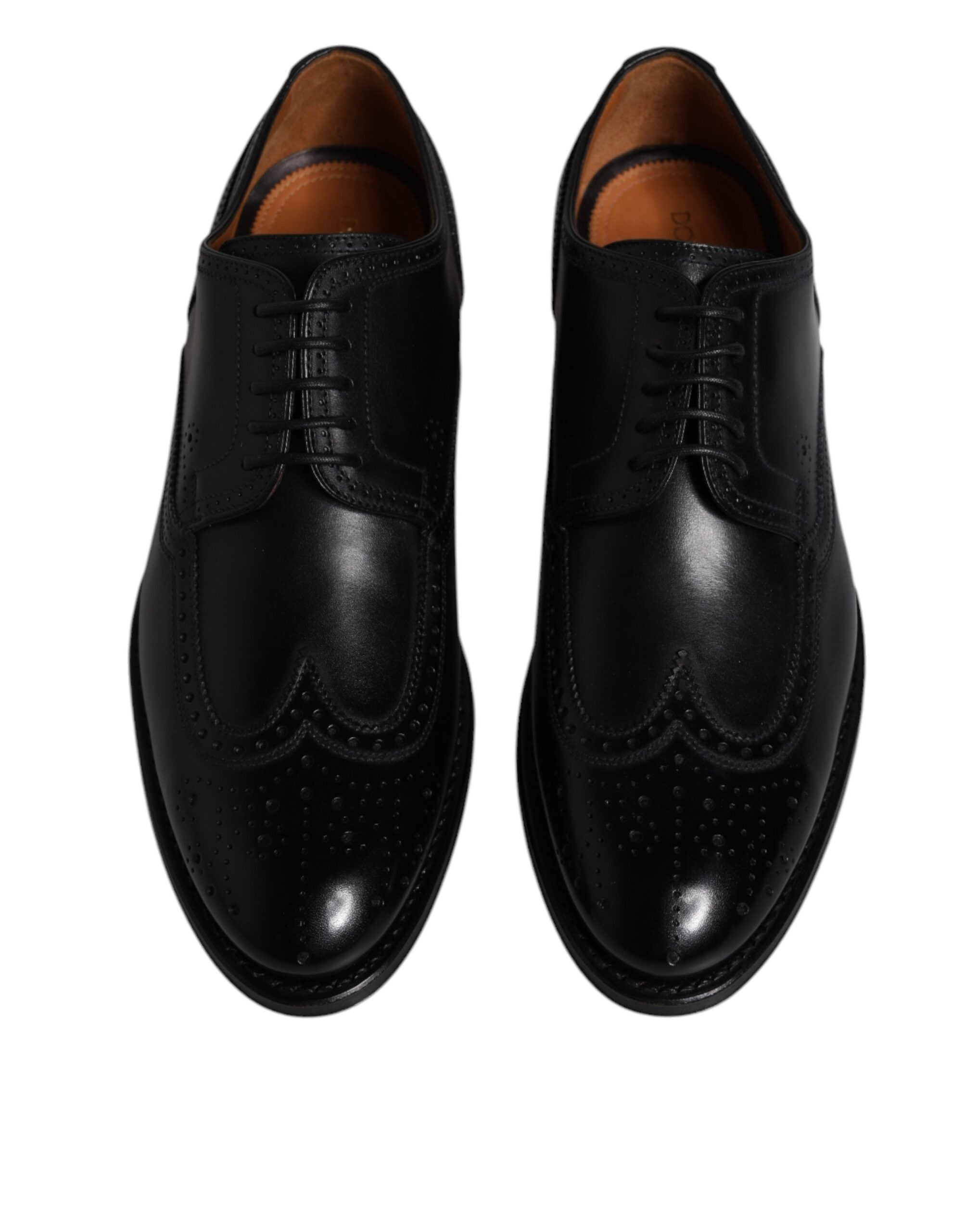 Dolce & Gabbana Black Leather Derby Wingtip Formal Shoes-3