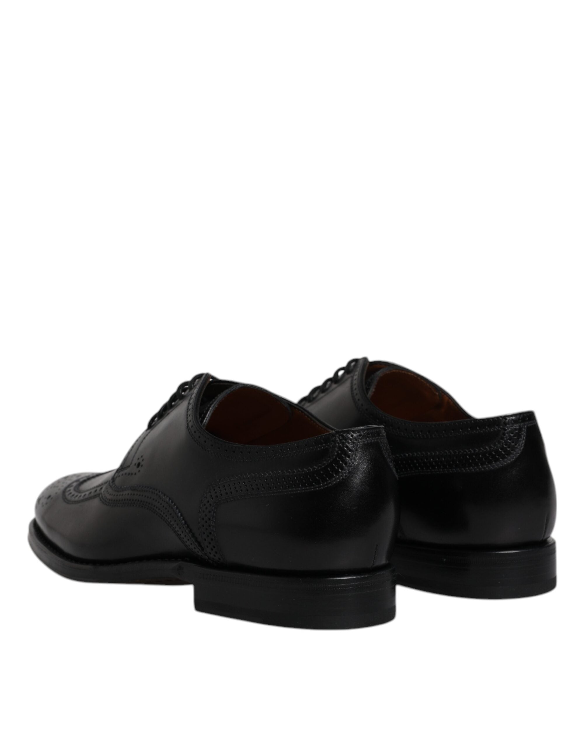 Dolce & Gabbana Black Leather Derby Wingtip Formal Shoes-5