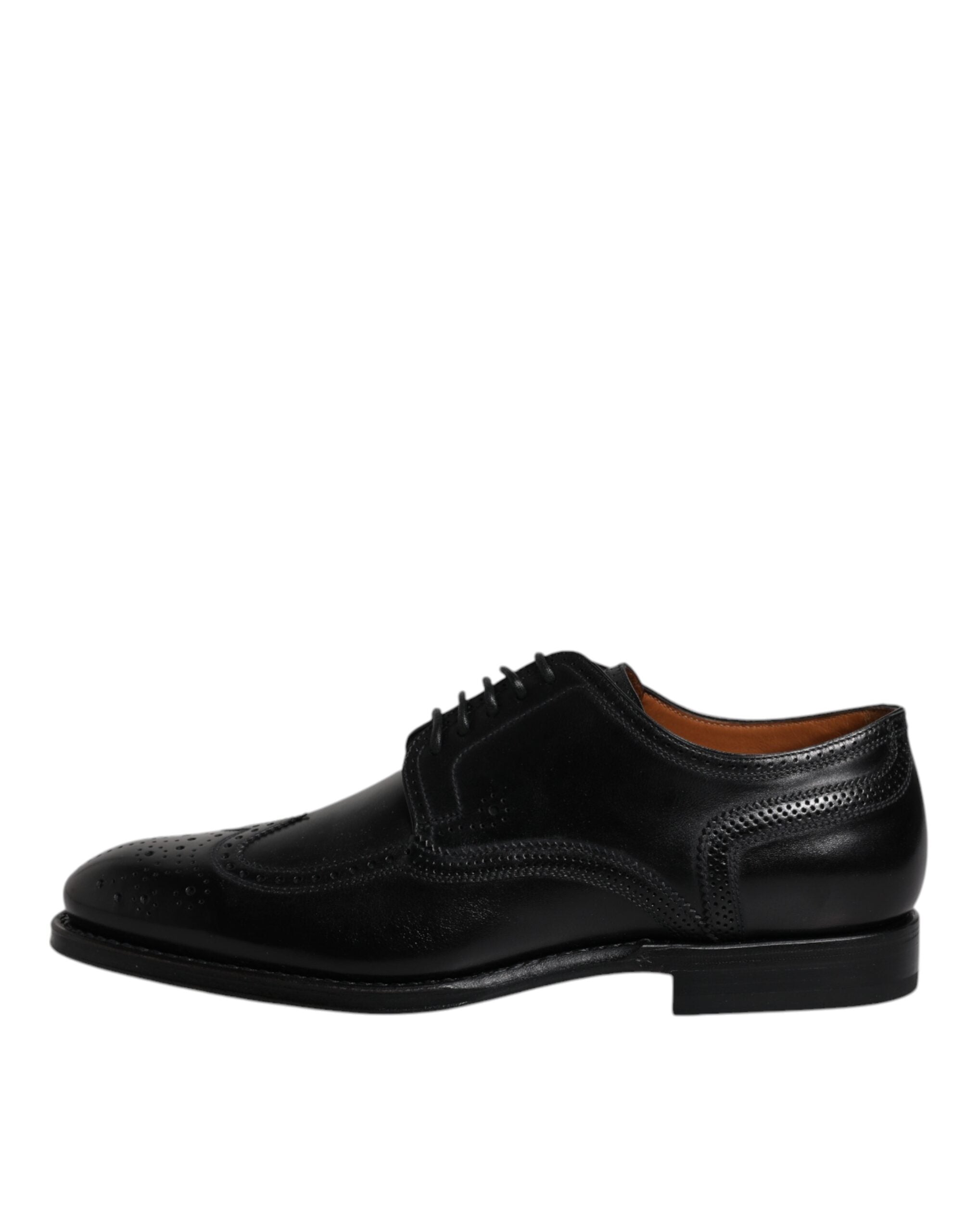 Dolce & Gabbana Black Leather Derby Wingtip Formal Shoes-6