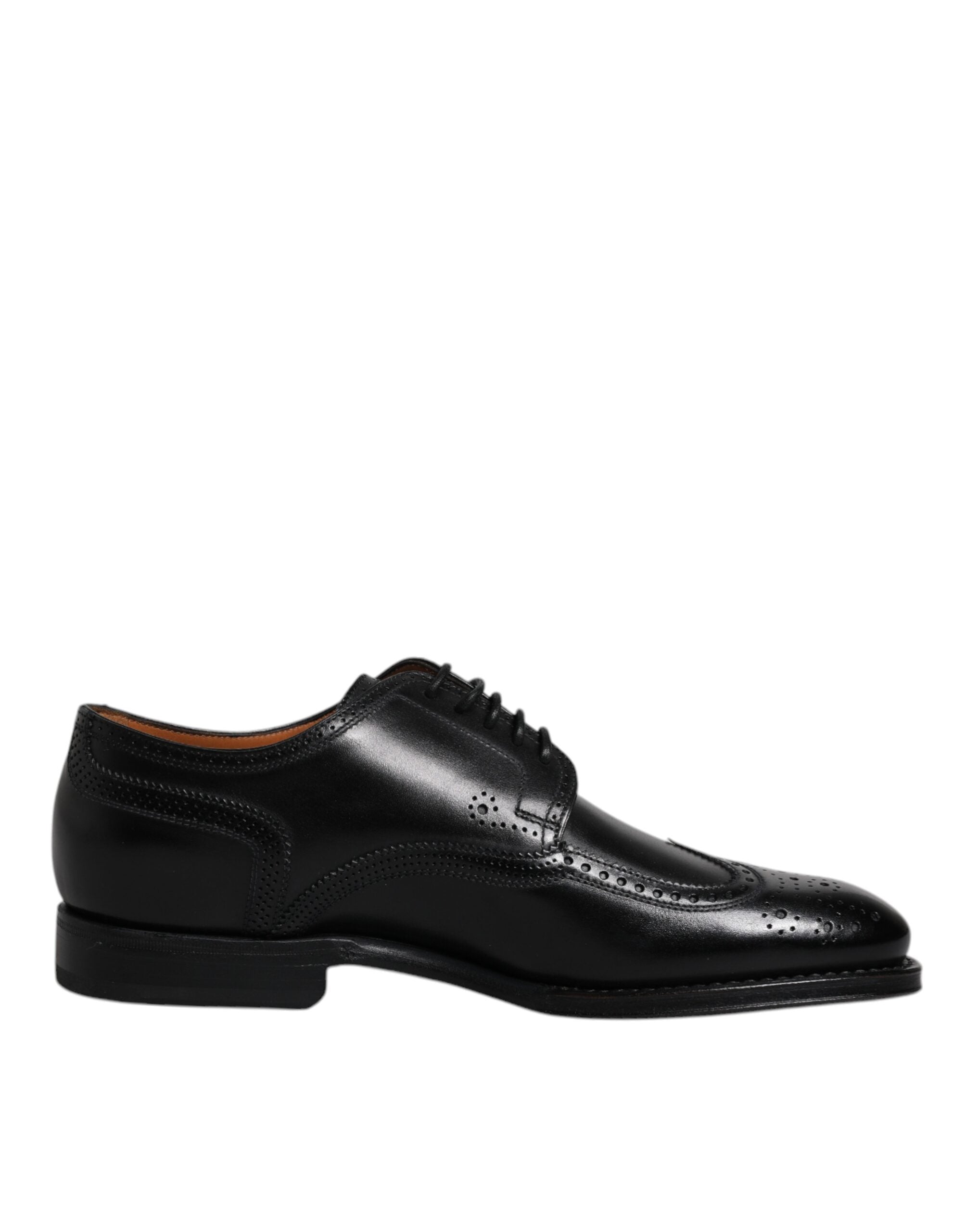 Dolce & Gabbana Black Leather Derby Wingtip Formal Shoes-1