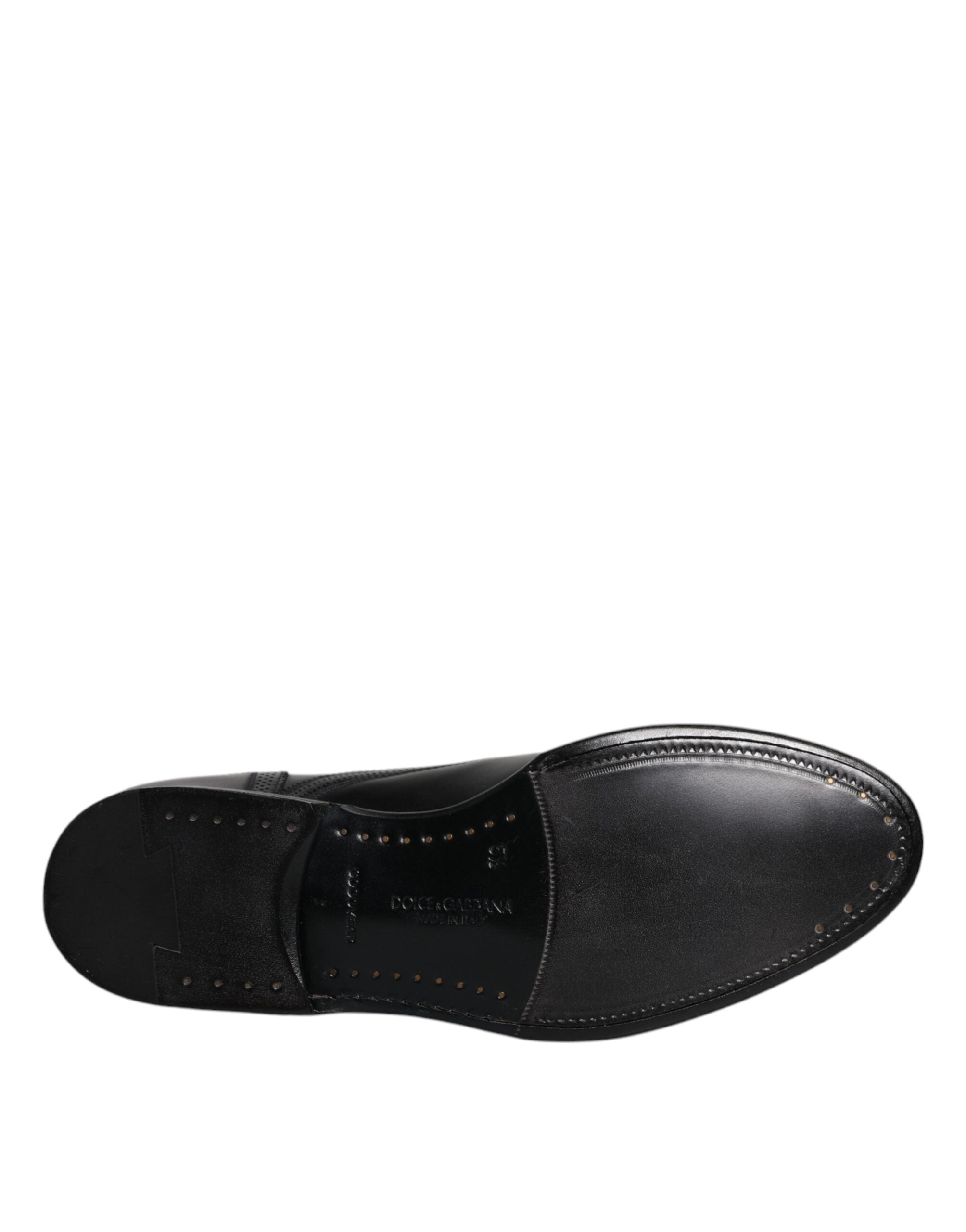 Dolce & Gabbana Black Leather Derby Wingtip Formal Shoes-8