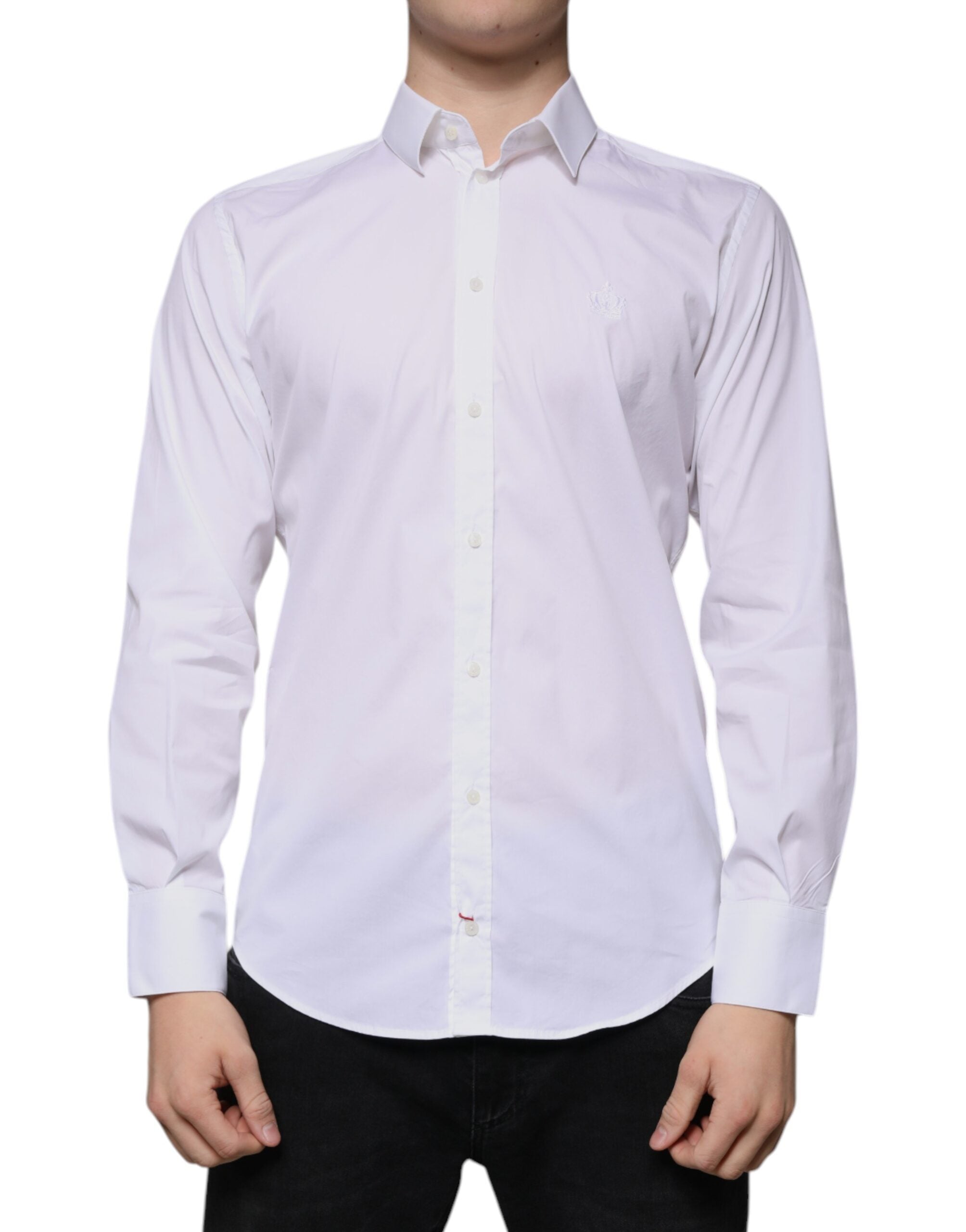Dolce & Gabbana White Cotton Blend Men's MARTINI Dress Shirt-1