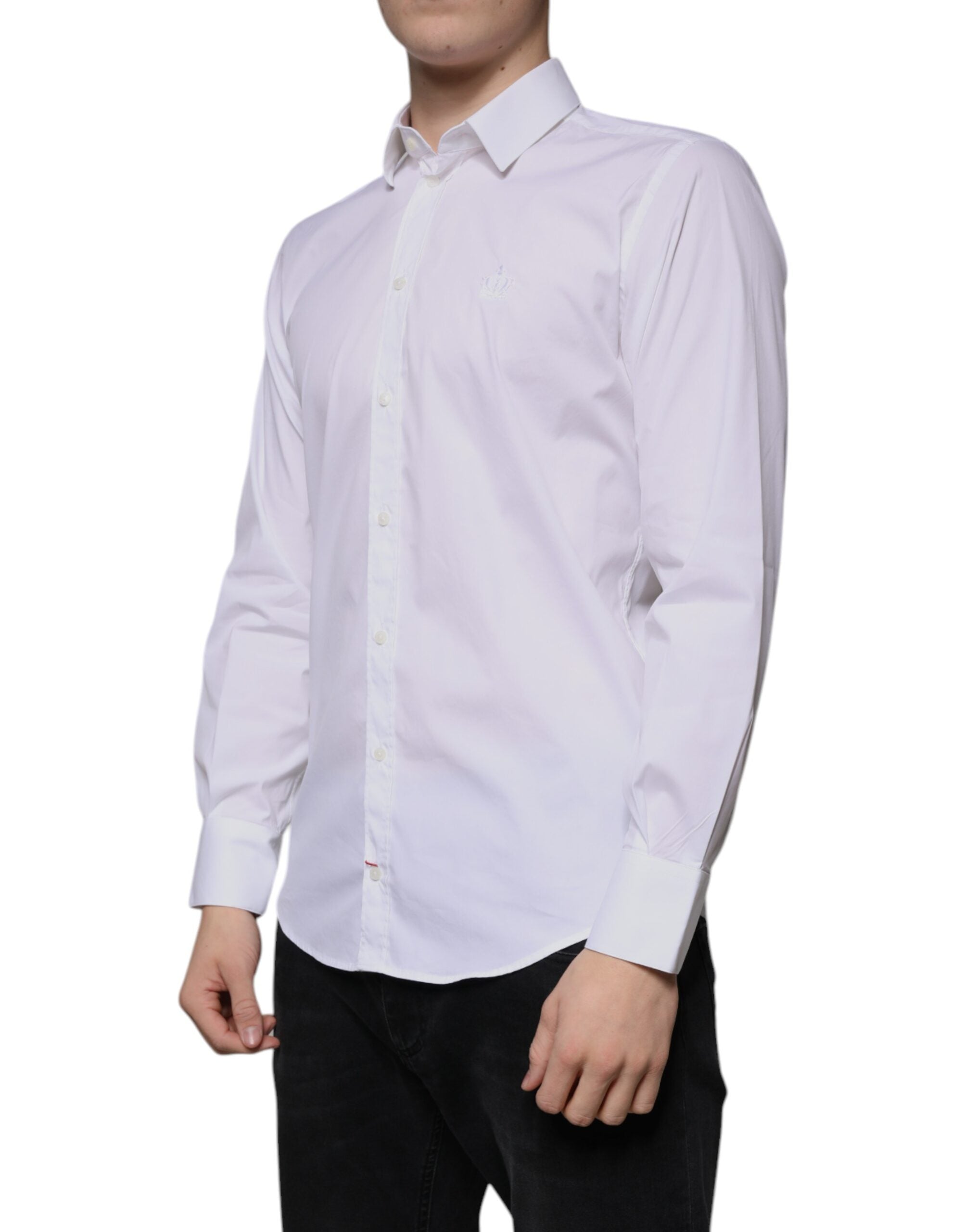 Dolce & Gabbana White Cotton Blend Men's MARTINI Dress Shirt-3
