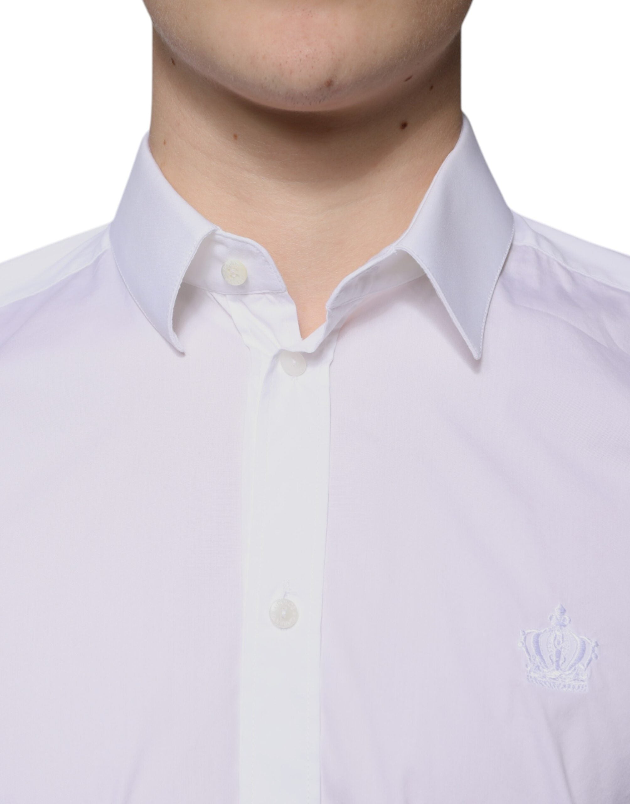 Dolce & Gabbana White Cotton Blend Men's MARTINI Dress Shirt-5