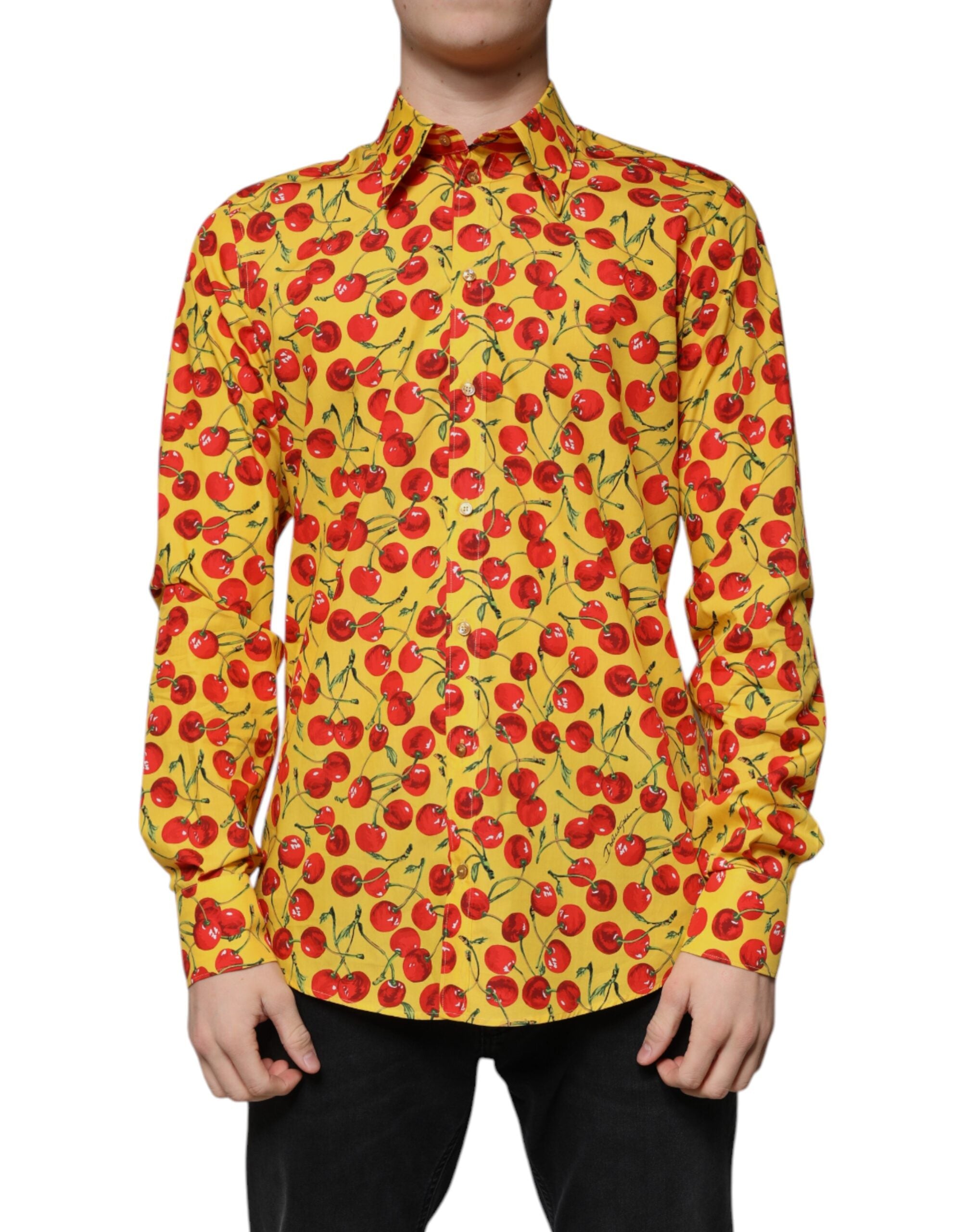 Dolce & Gabbana Gelbes Kirschbaum-Baumwollhemd MARTINI-2