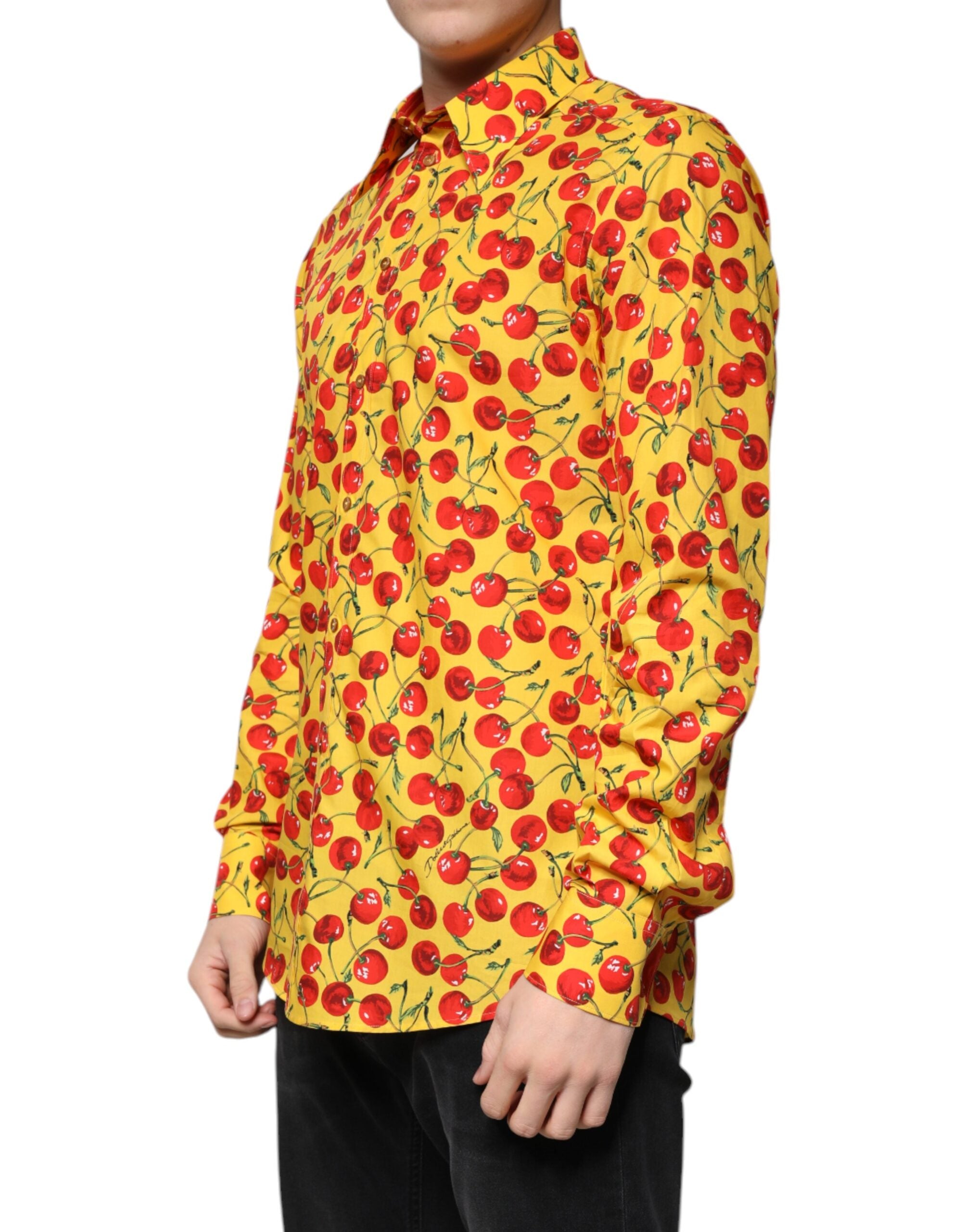 Dolce & Gabbana Gelbes Kirschbaum-Baumwollhemd MARTINI-3