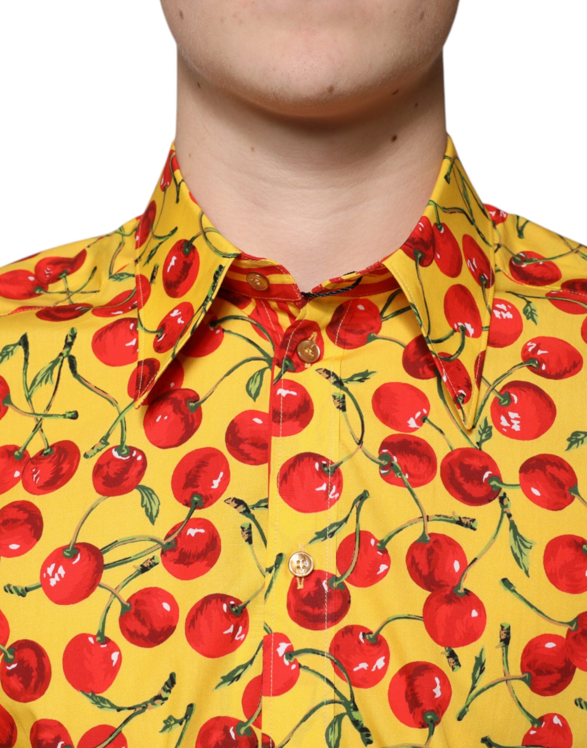 Dolce & Gabbana Gelbes Kirschbaum-Baumwollhemd MARTINI-5