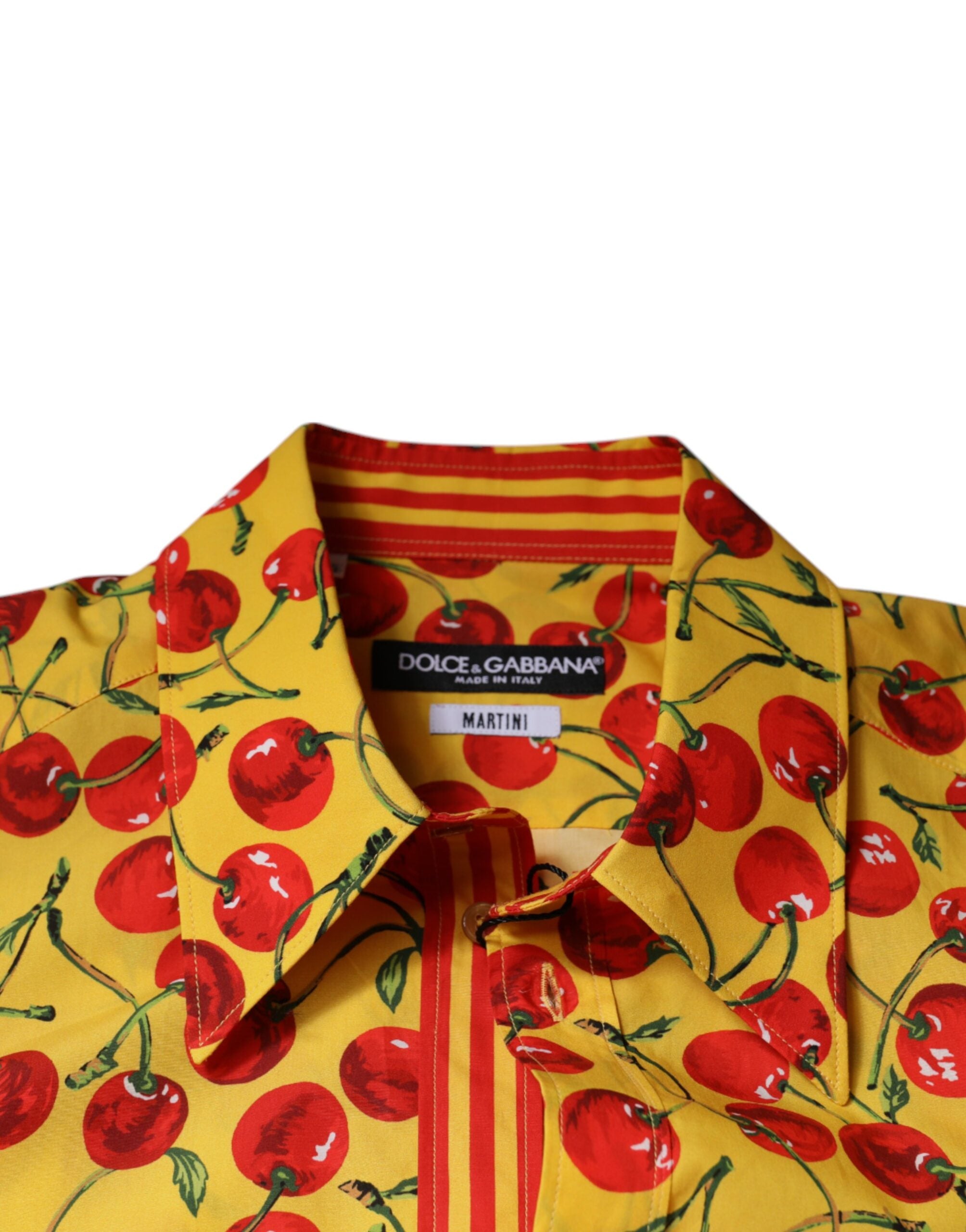 Dolce & Gabbana Gelbes Kirschbaum-Baumwollhemd MARTINI-7