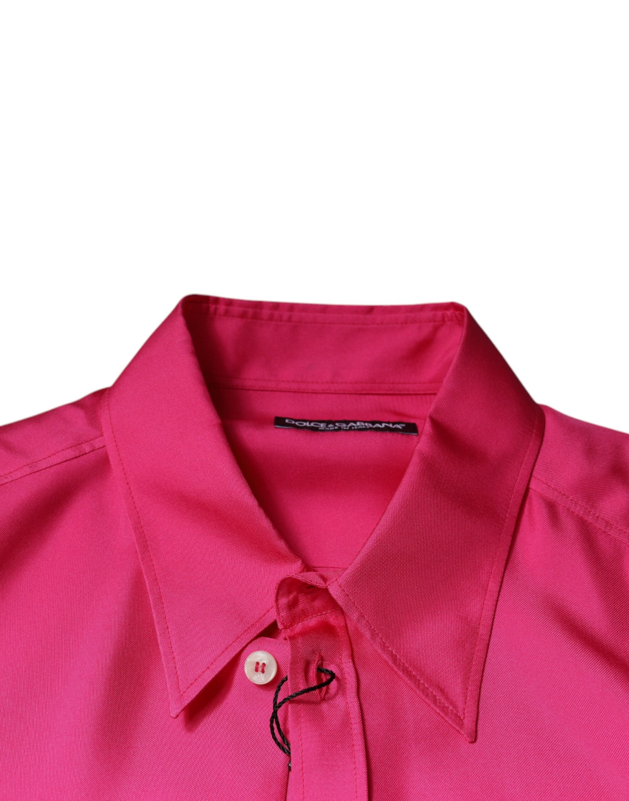 Dolce & Gabbana Pink silk button-front shirt for men-7
