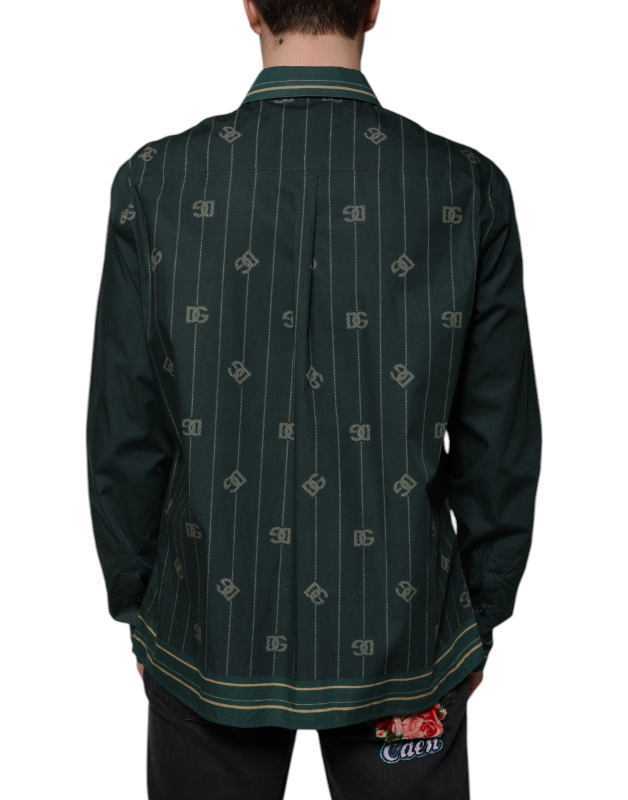 Dolce & Gabbana Green Logo Long Sleeve Shirt MARTINI Casual Shirt-4