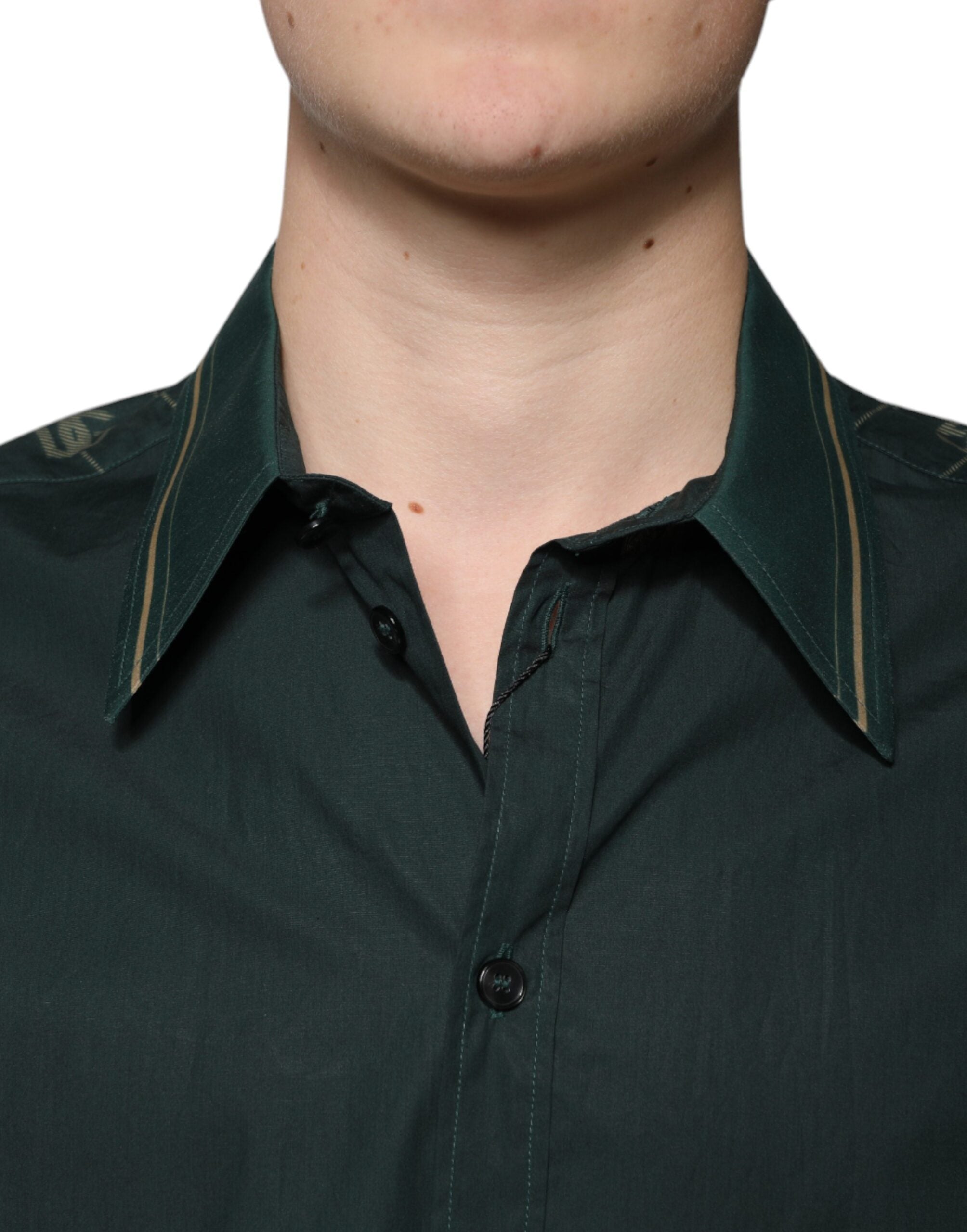 Dolce & Gabbana Green Logo Long Sleeve Shirt MARTINI Casual Shirt-5