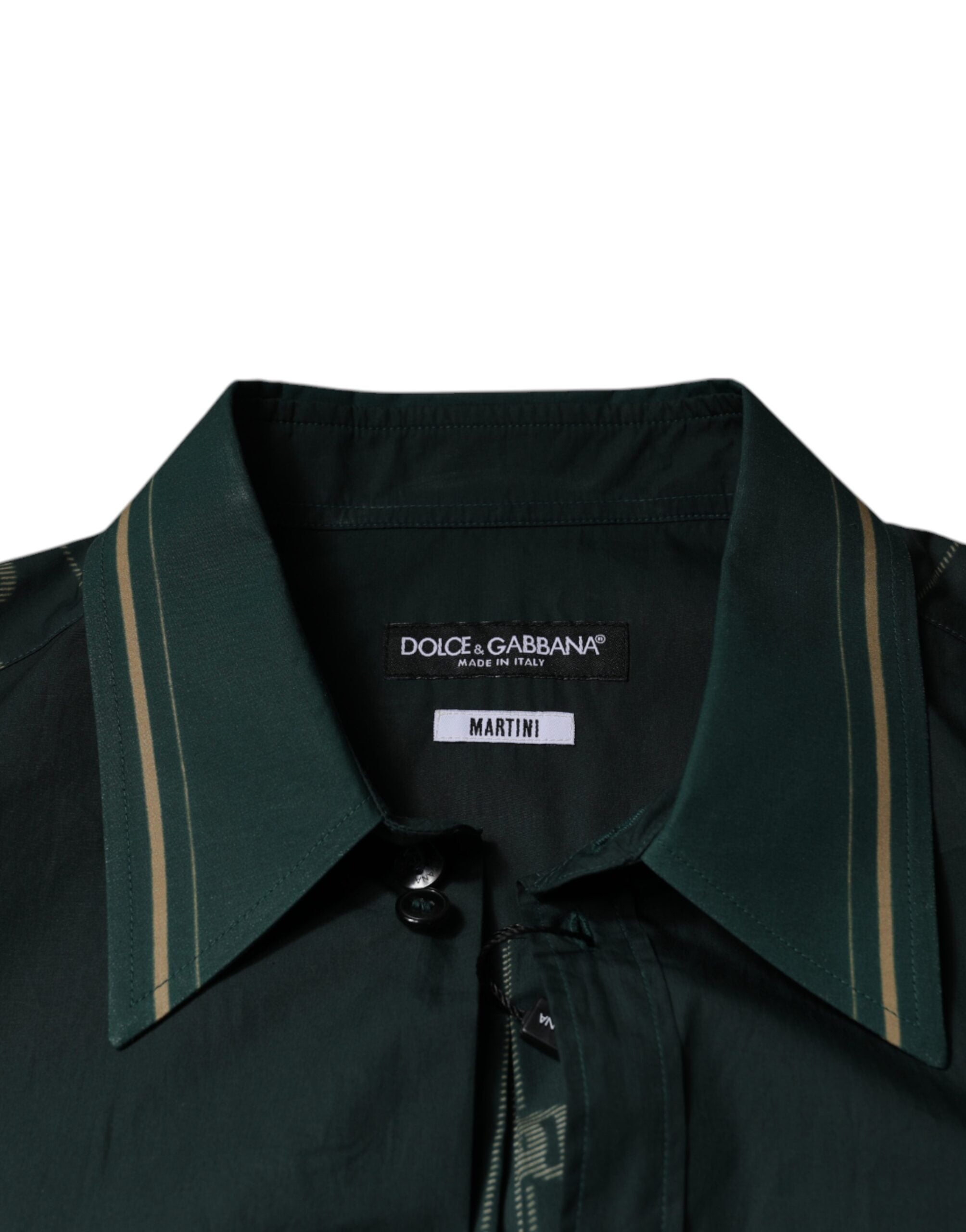 Dolce & Gabbana Green Logo Long Sleeve Shirt MARTINI Casual Shirt-7