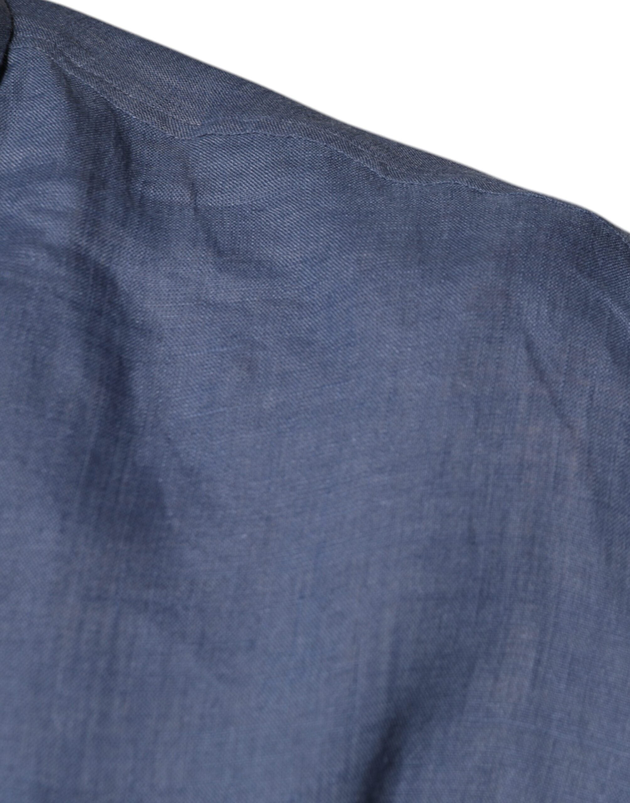 Dolce & Gabbana Blue Logo Long Sleeve Button-Down Casual Shirt-6