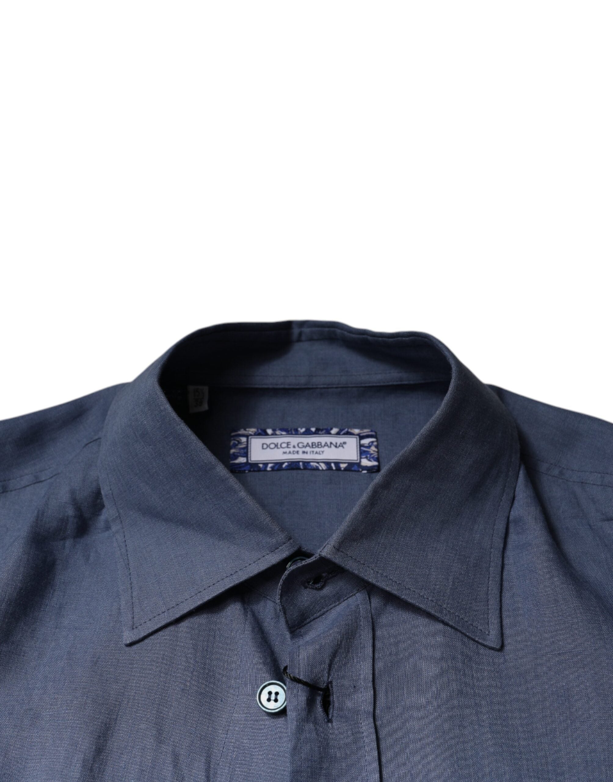 Dolce & Gabbana Blue Logo Long Sleeve Button-Down Casual Shirt-7