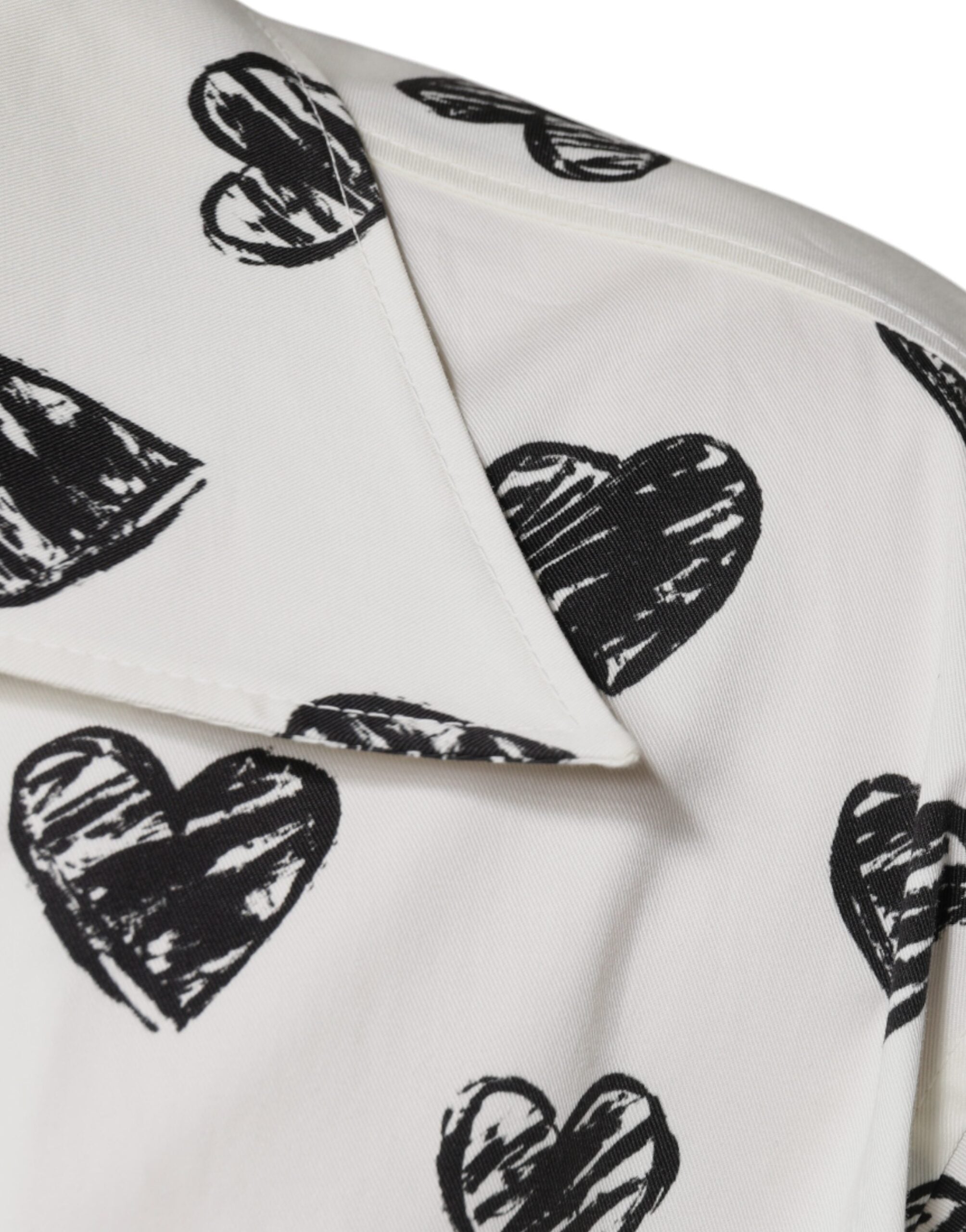 Dolce & Gabbana Weißes Herz Print Kurzarm Freizeithemd-6