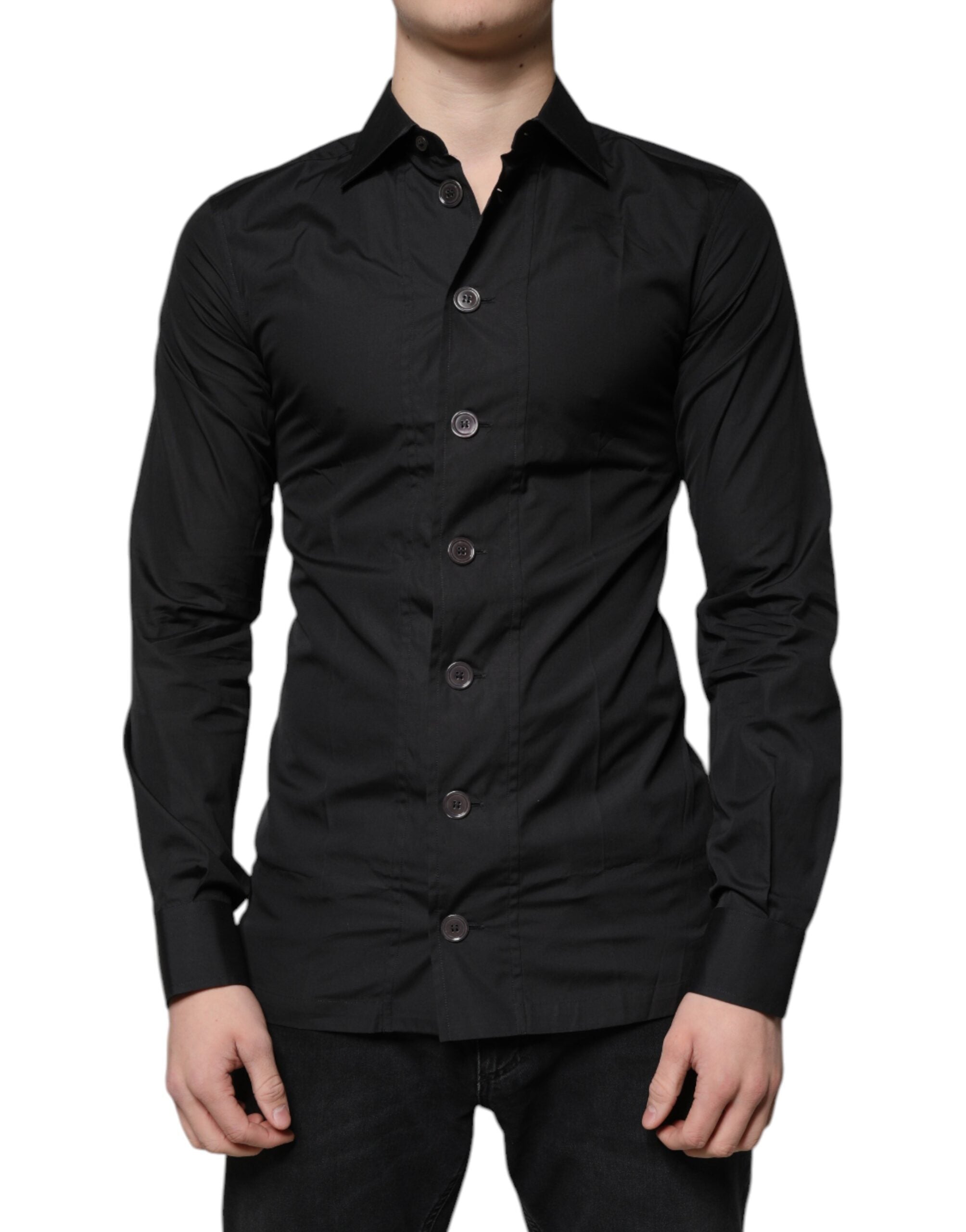 Dolce & Gabbana Schwarzes Baumwollhemd mit langen Ärmeln für formelle Anlässe-2