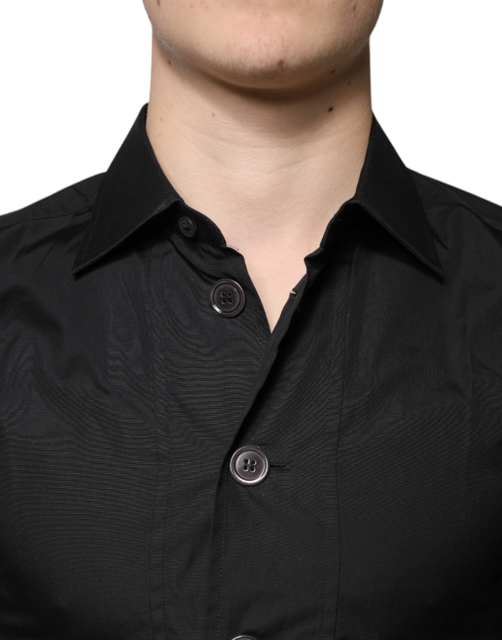 Dolce & Gabbana Schwarzes Baumwollhemd mit langen Ärmeln für formelle Anlässe-5