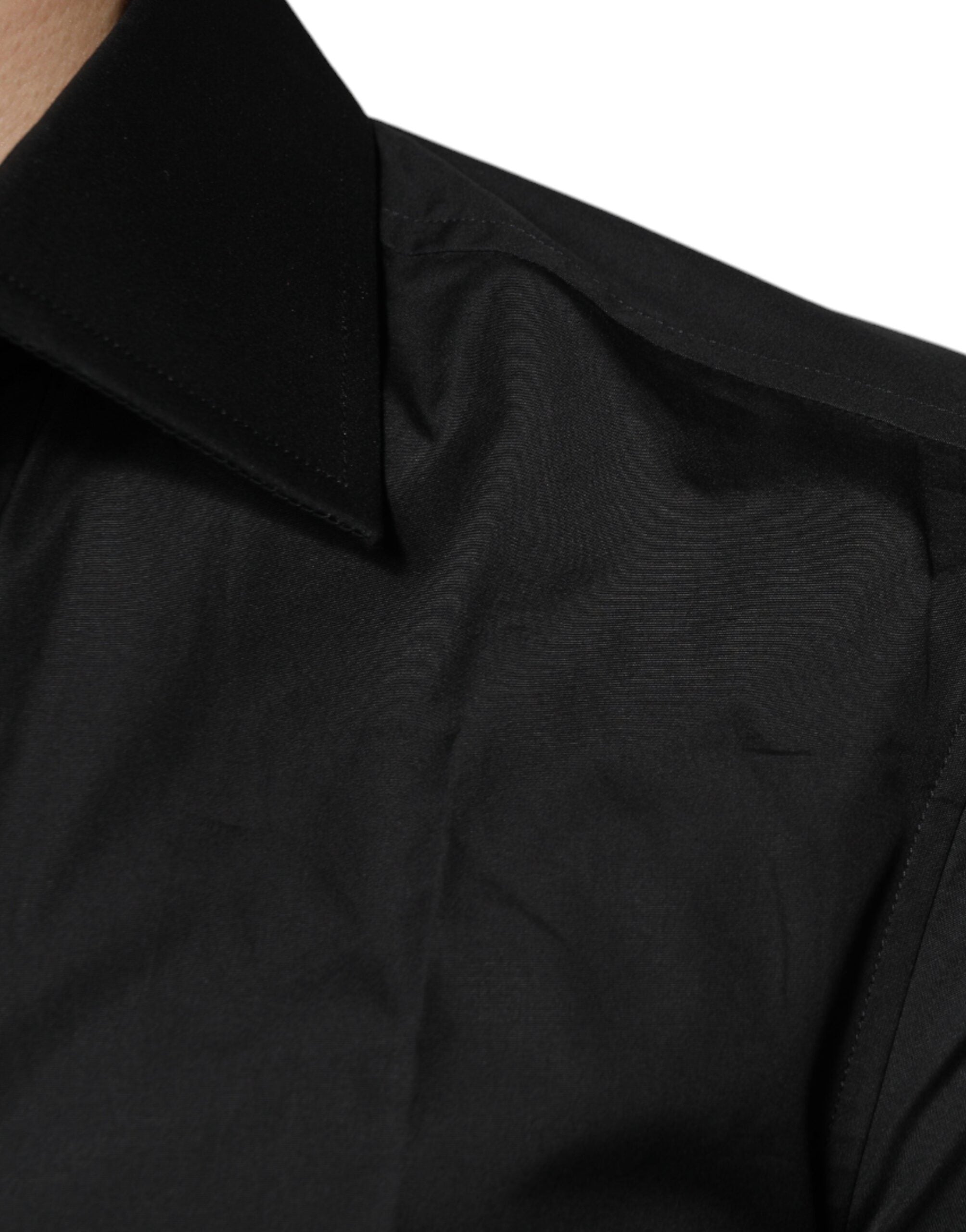 Dolce & Gabbana Schwarzes Baumwollhemd mit langen Ärmeln für formelle Anlässe-6