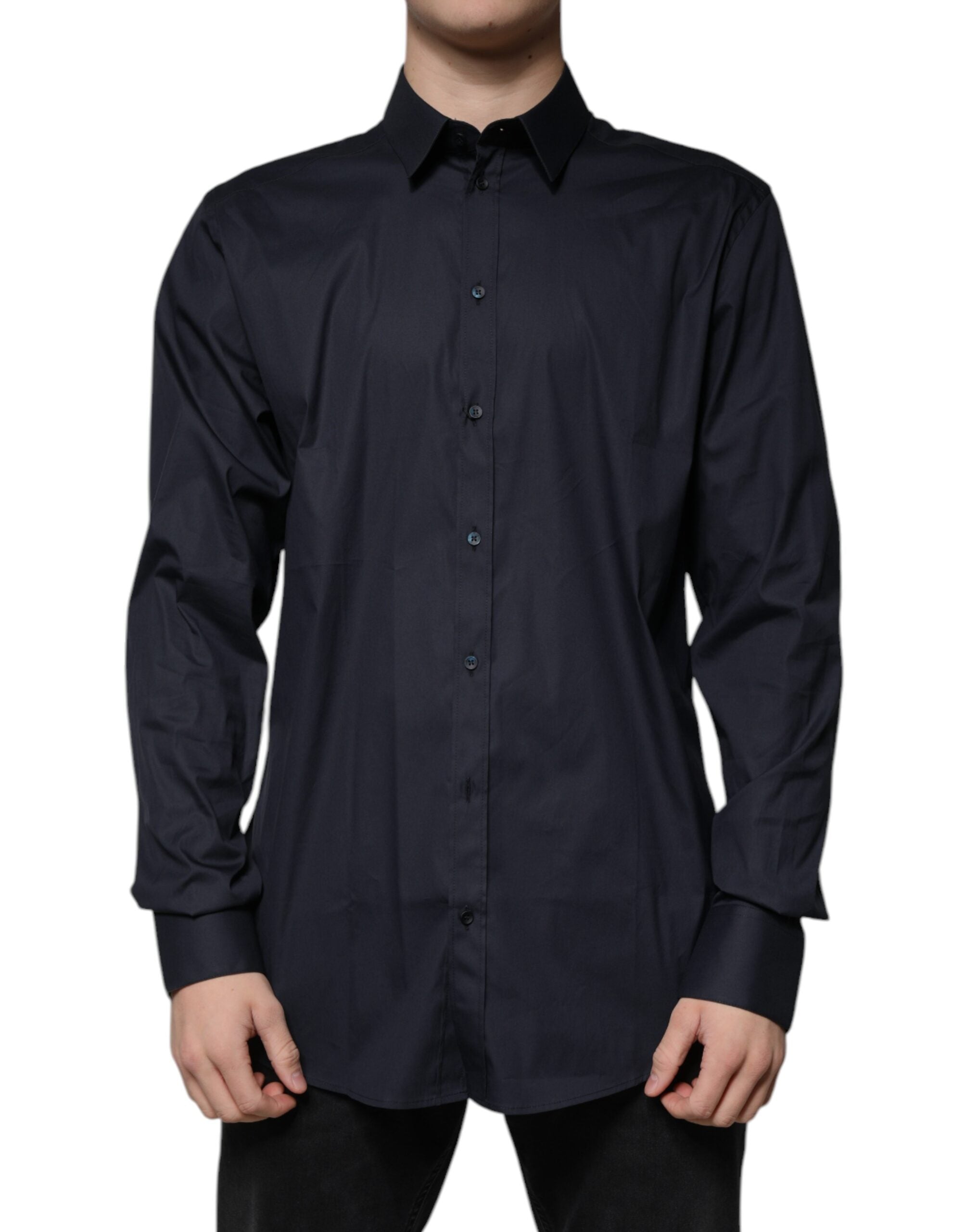 Camisa formal Dolce & Gabbana negra GOLD en mezcla de algodón-1