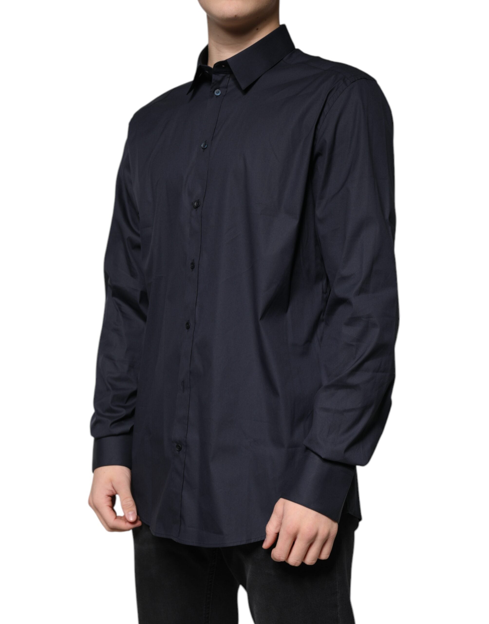Camisa formal Dolce & Gabbana negra GOLD en mezcla de algodón-3
