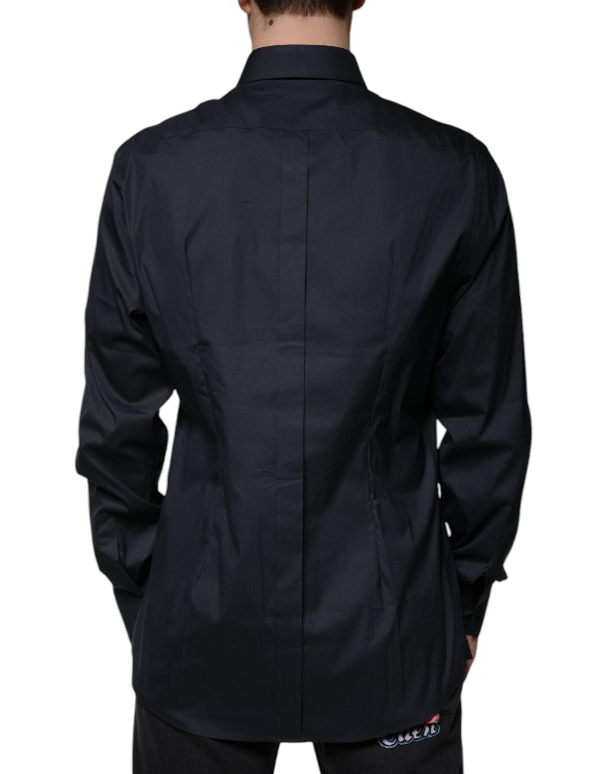Camisa formal Dolce & Gabbana negra GOLD en mezcla de algodón-4