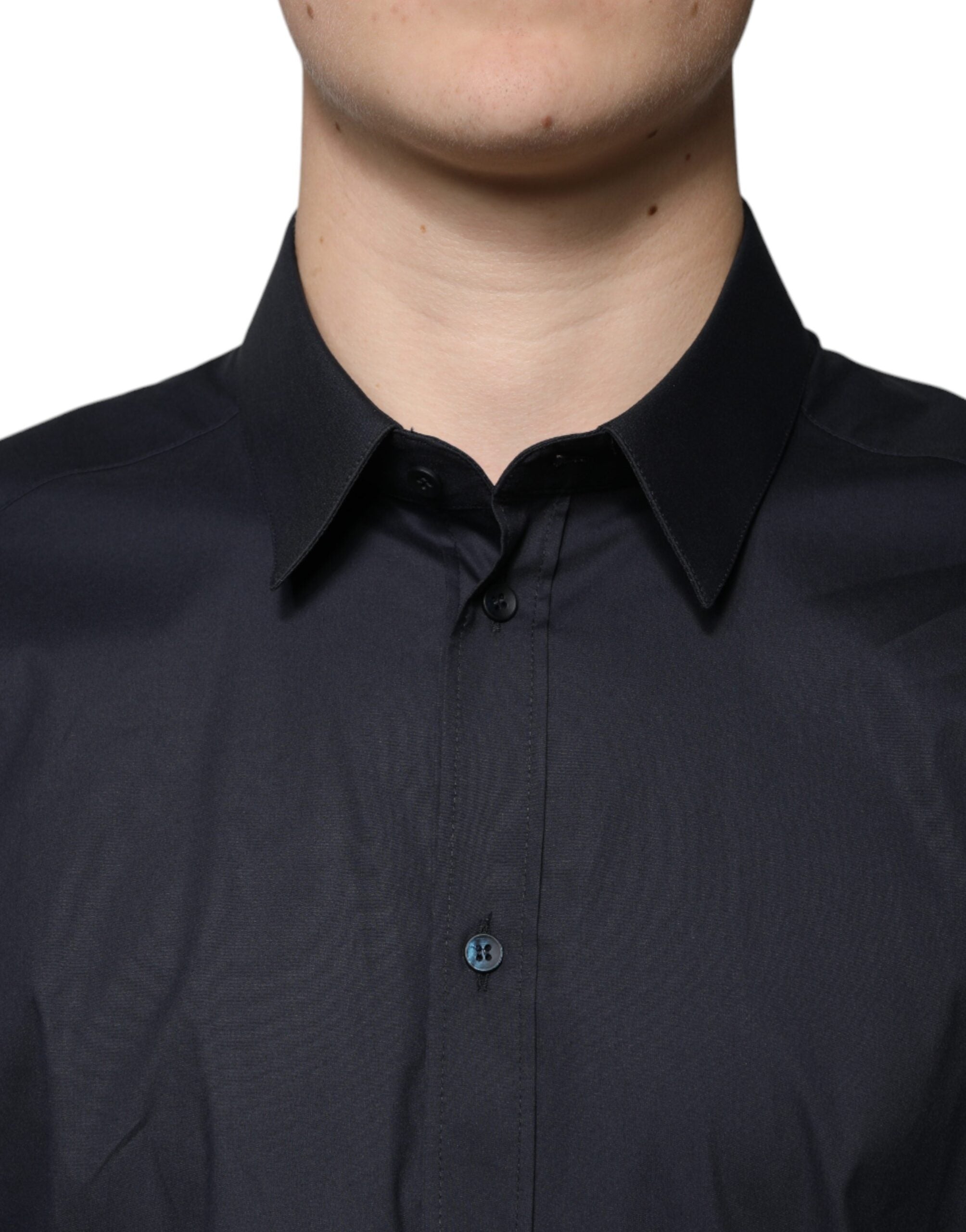 Camisa formal Dolce & Gabbana negra GOLD en mezcla de algodón-5
