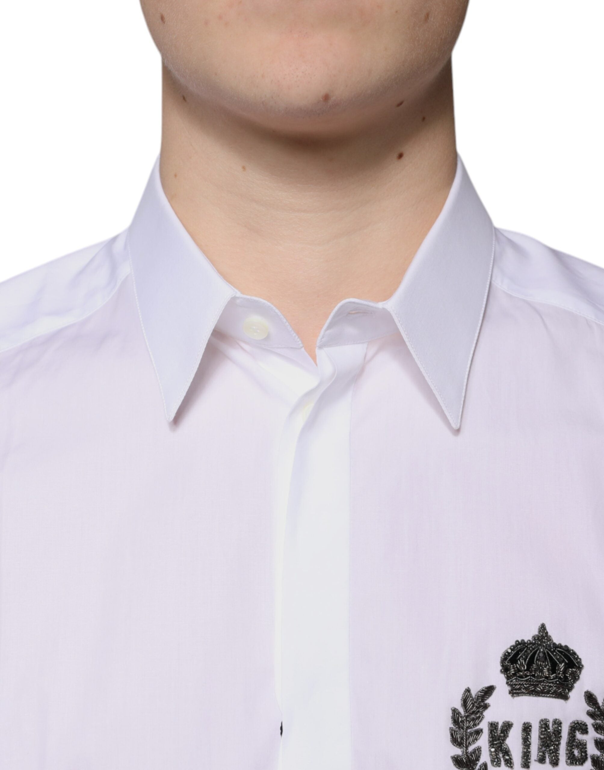 Dolce & Gabbana White Logo Cotton Shirt for Men GOLD-5