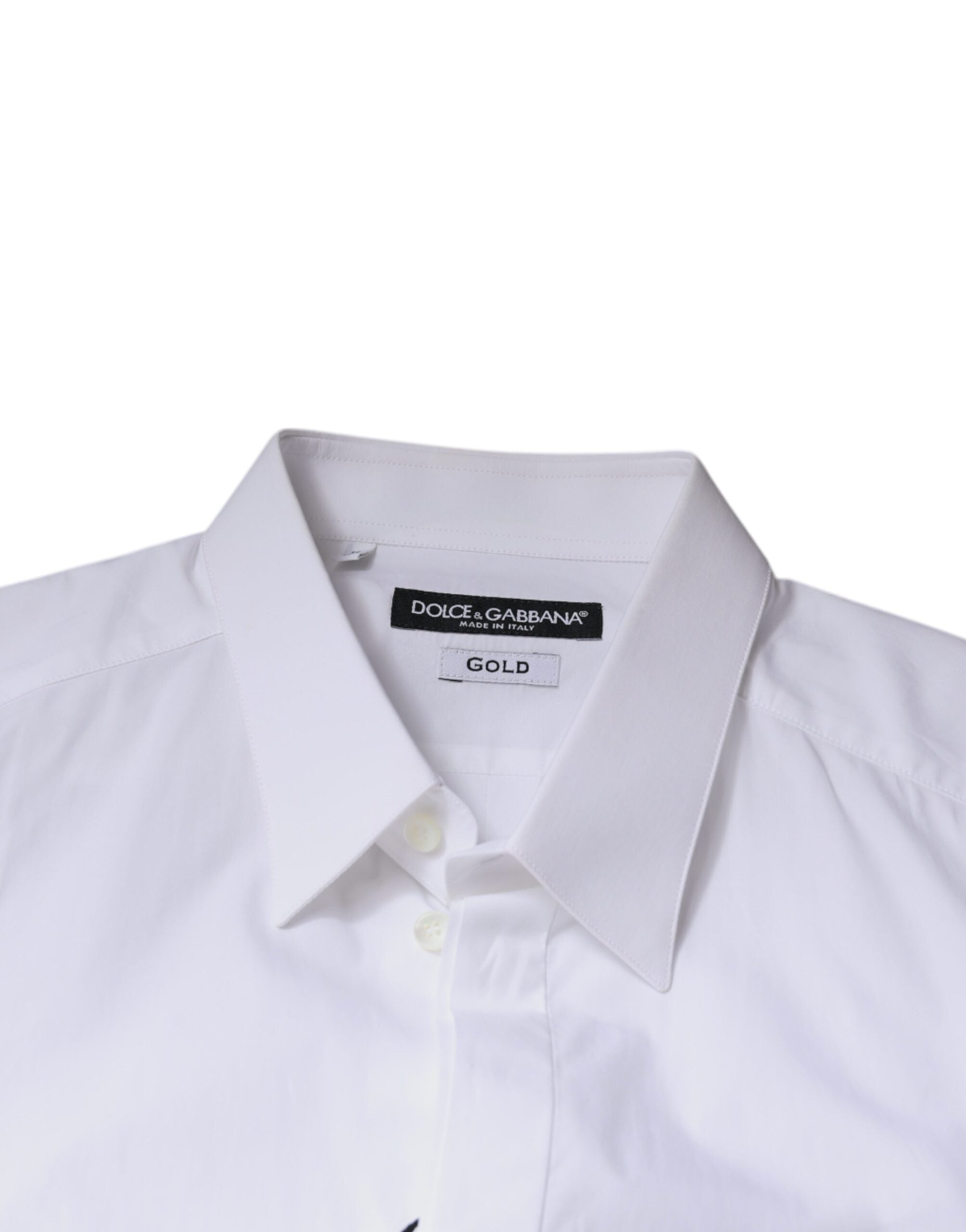 Dolce & Gabbana White Logo Cotton Shirt for Men GOLD-7