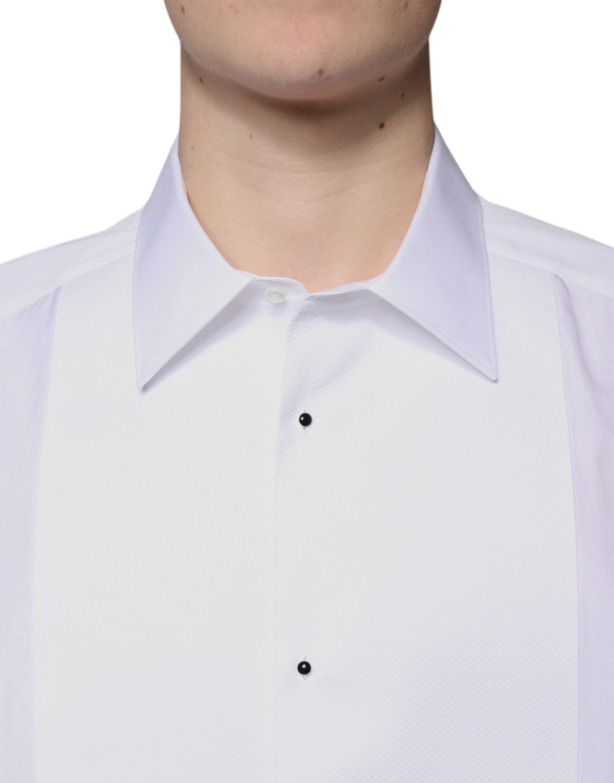 Dolce & Gabbana White Bib Cotton Poplin GOLD Formal Shirt-5