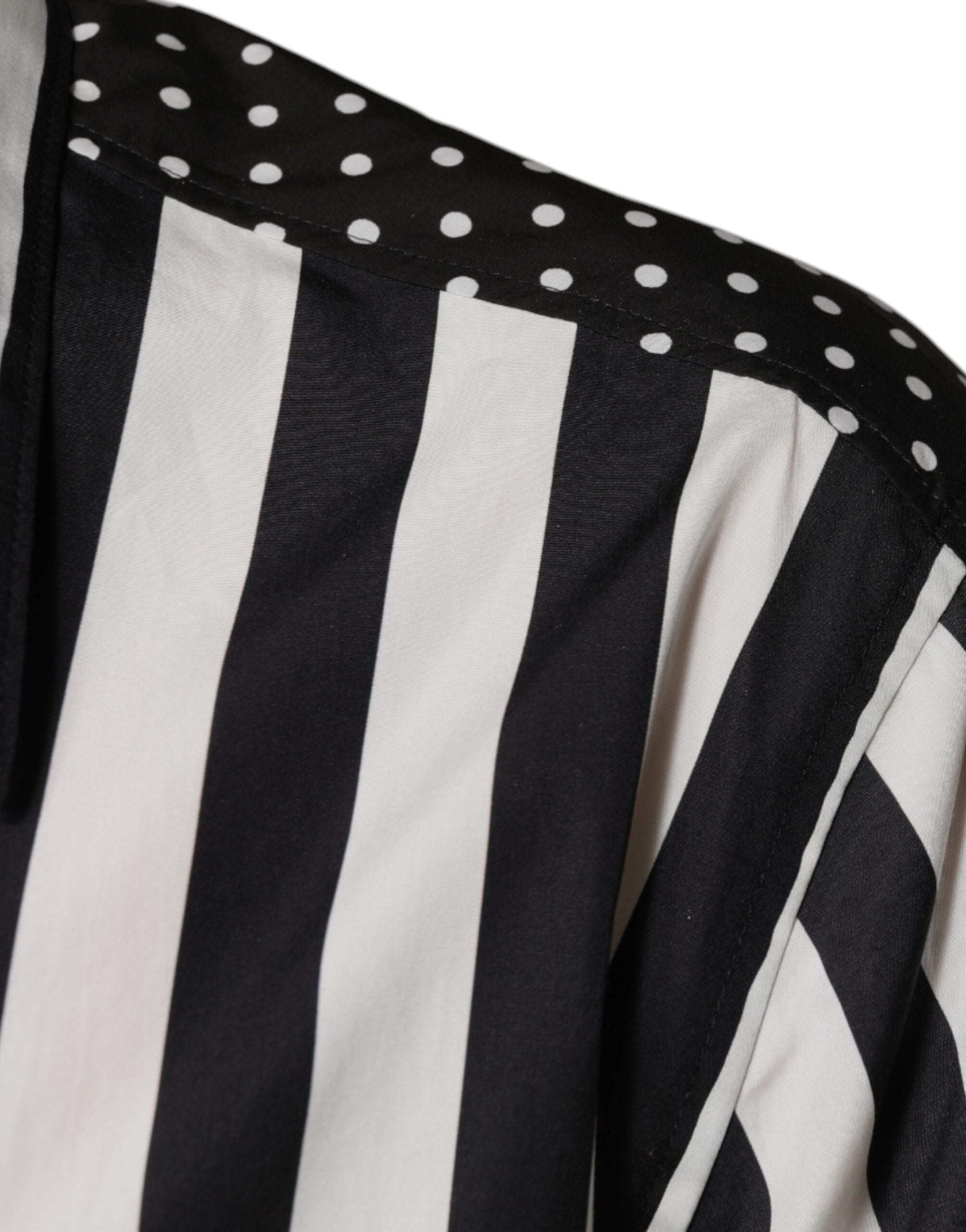 Dolce & Gabbana black and white striped button-down casual shirt-6
