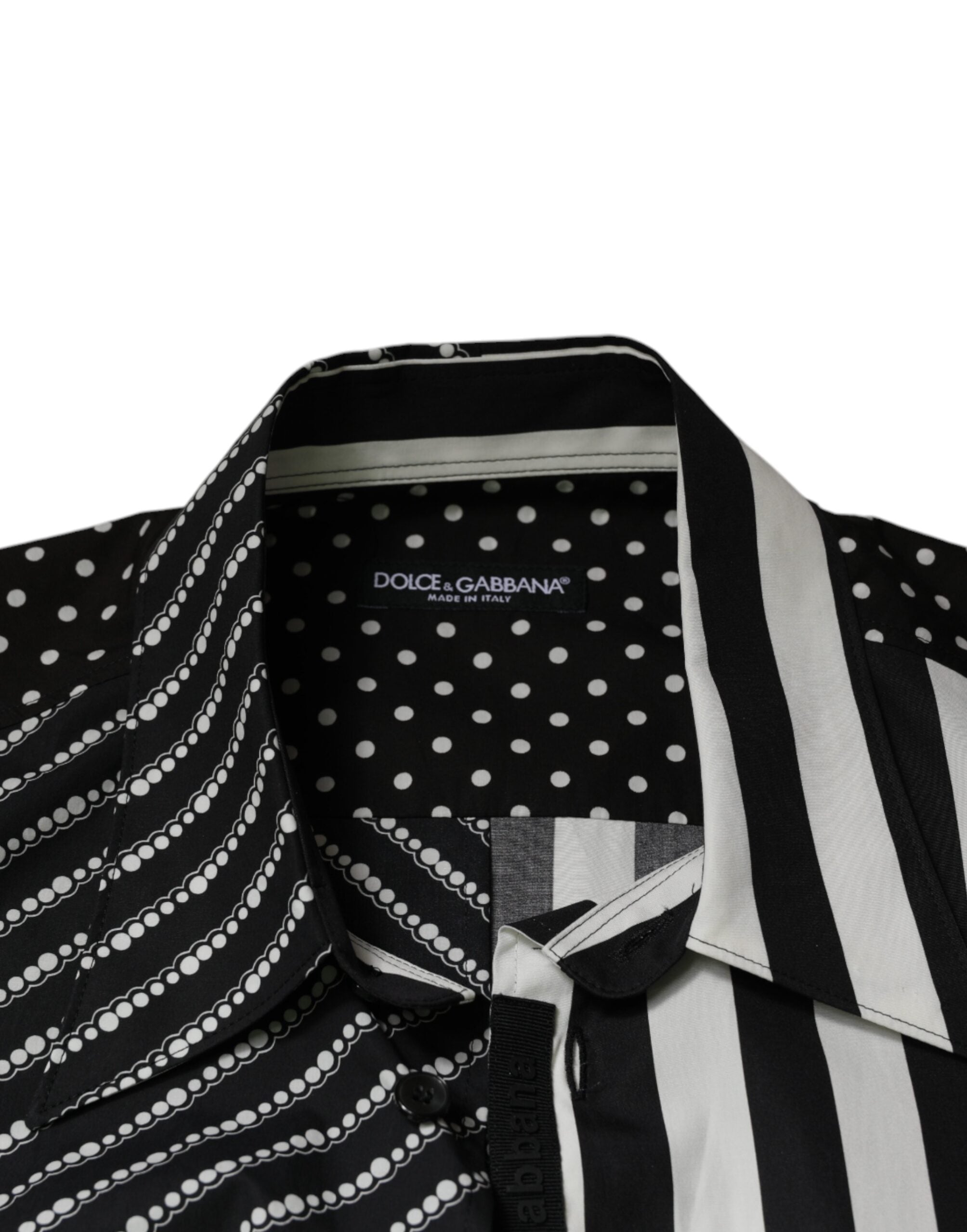Dolce & Gabbana black and white striped button-down casual shirt-7
