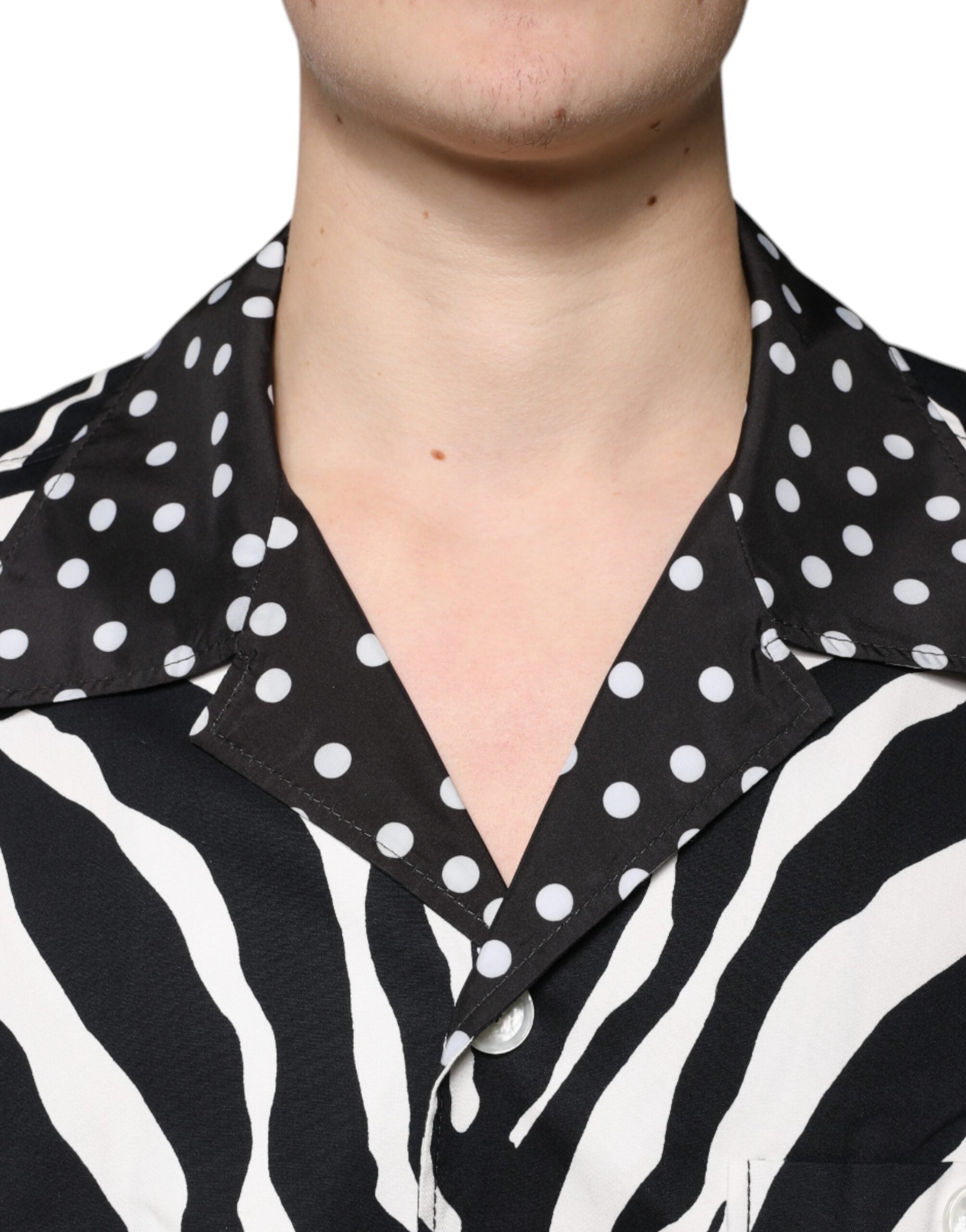 Dolce & Gabbana Black White Zebra Button Down Shirt in Oversize-5