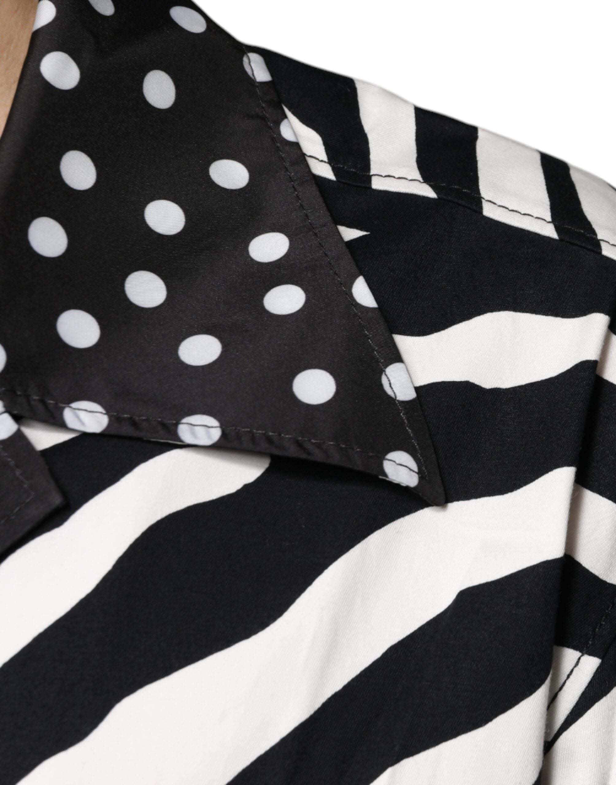 Dolce & Gabbana Black White Zebra Button Down Shirt in Oversize-6