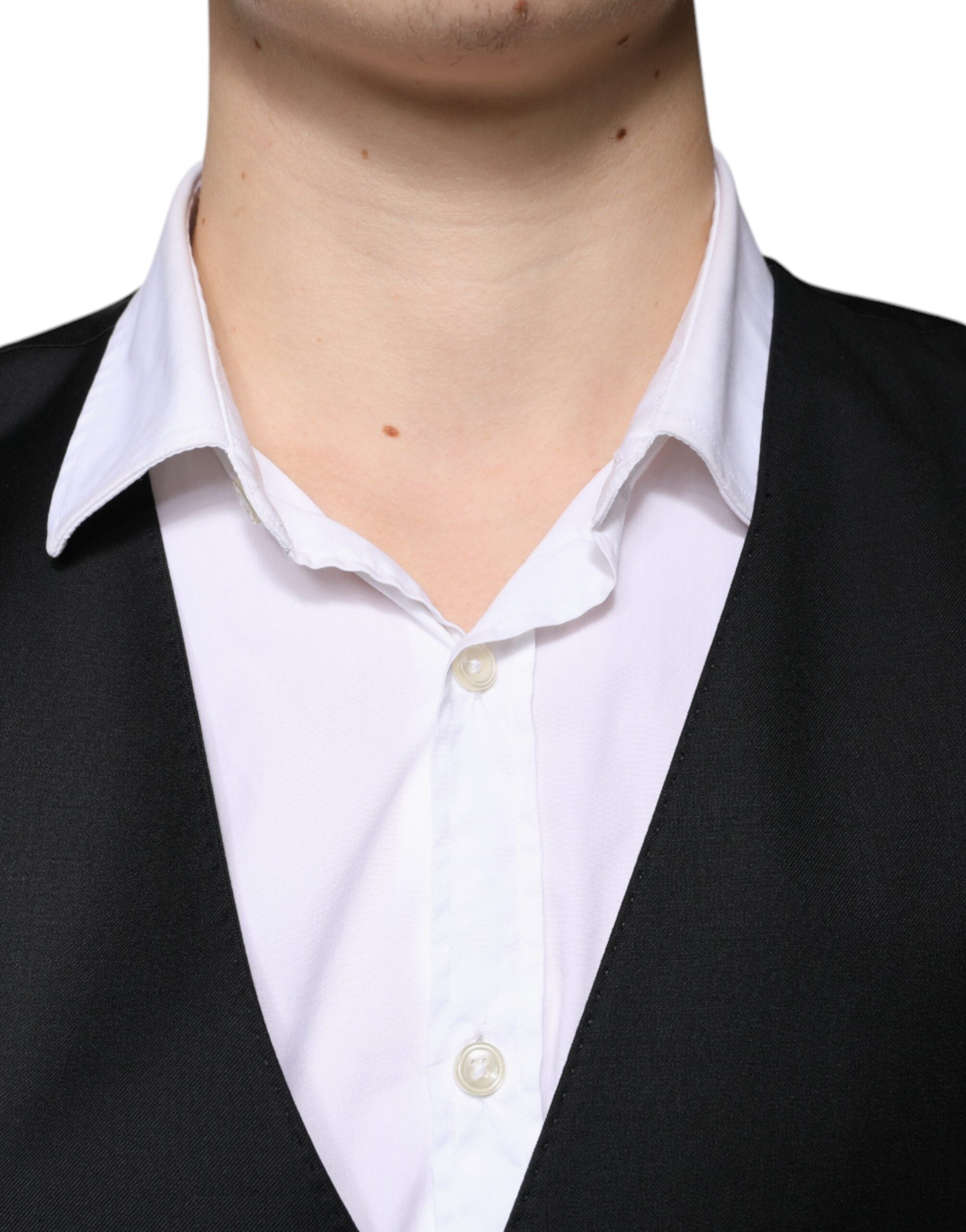 Dolce & Gabbana Black Wool Formal Dress Men's Vest-5