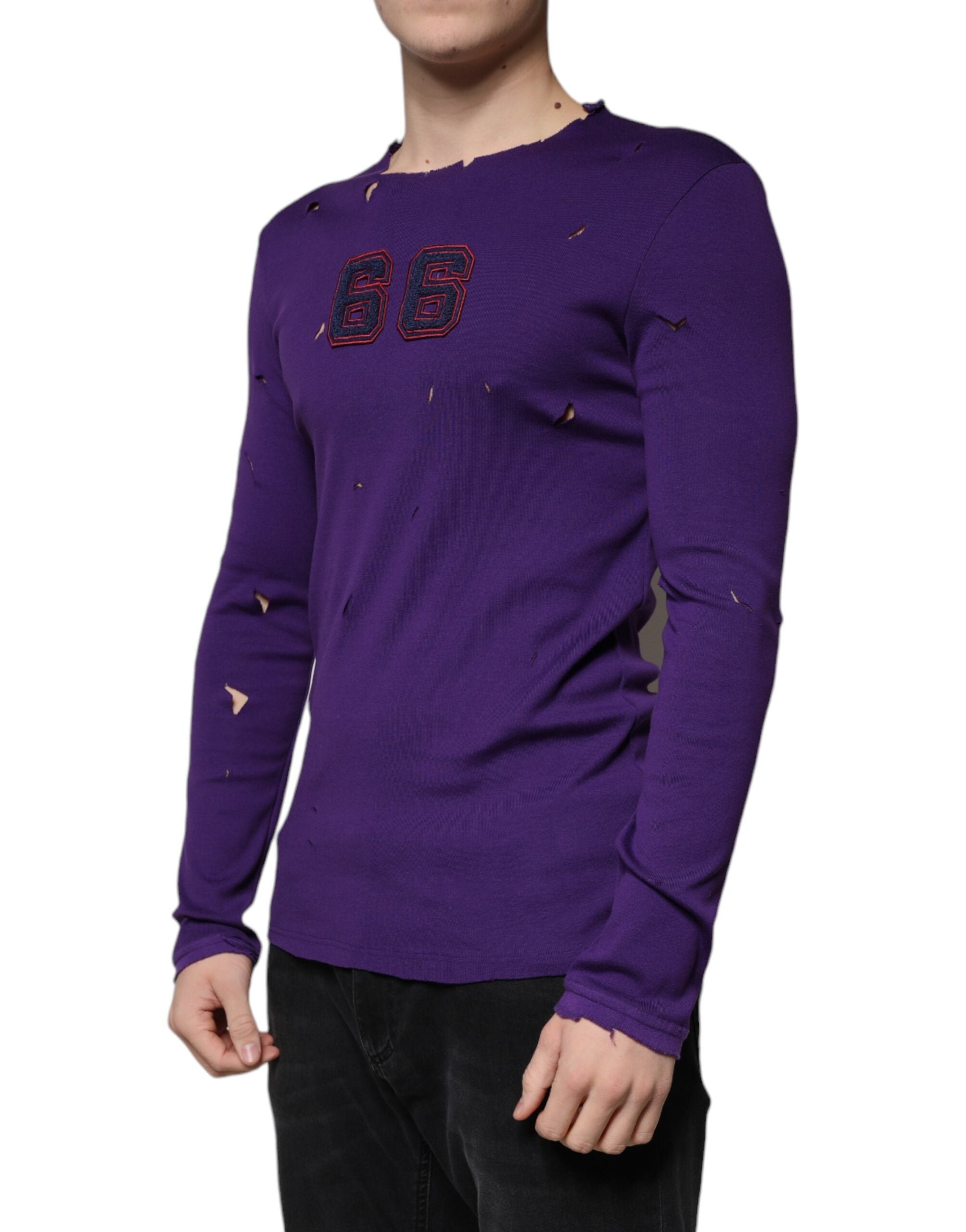 Dolce & Gabbana Lila Baumwolle Rundhalsausschnitt Pullover Männer Pullover-3