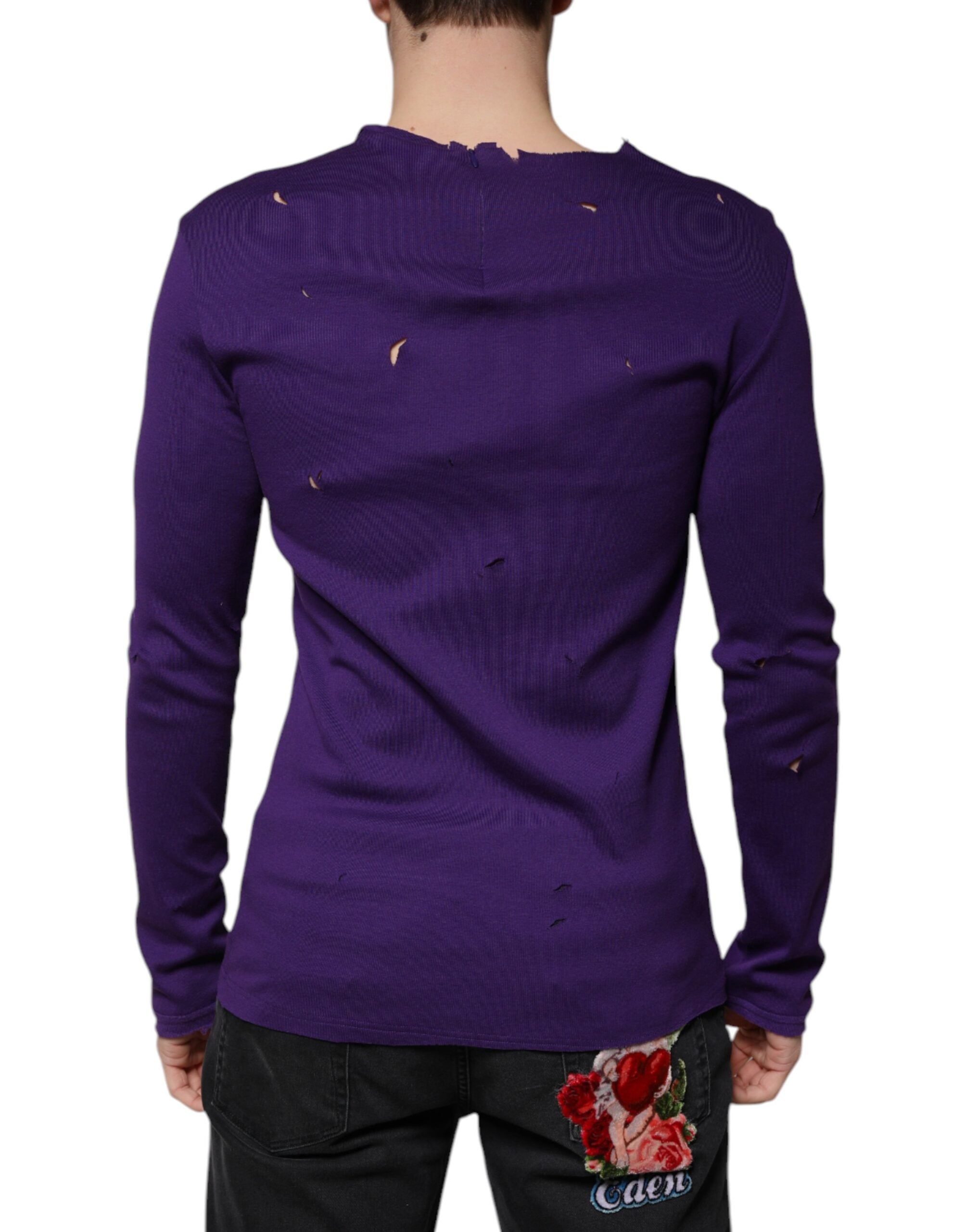 Dolce & Gabbana Lila Baumwolle Rundhalsausschnitt Pullover Männer Pullover-4